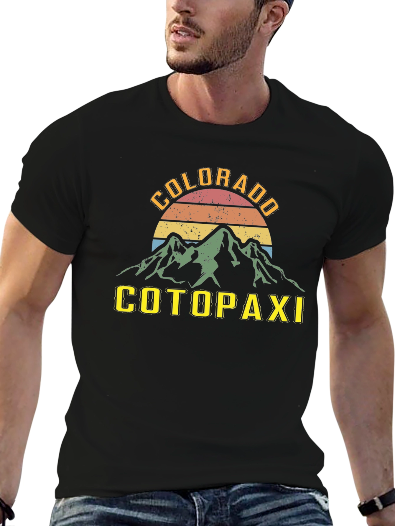 Black Colorado Cotopaxi Retro Graphic T-Shirt view 6