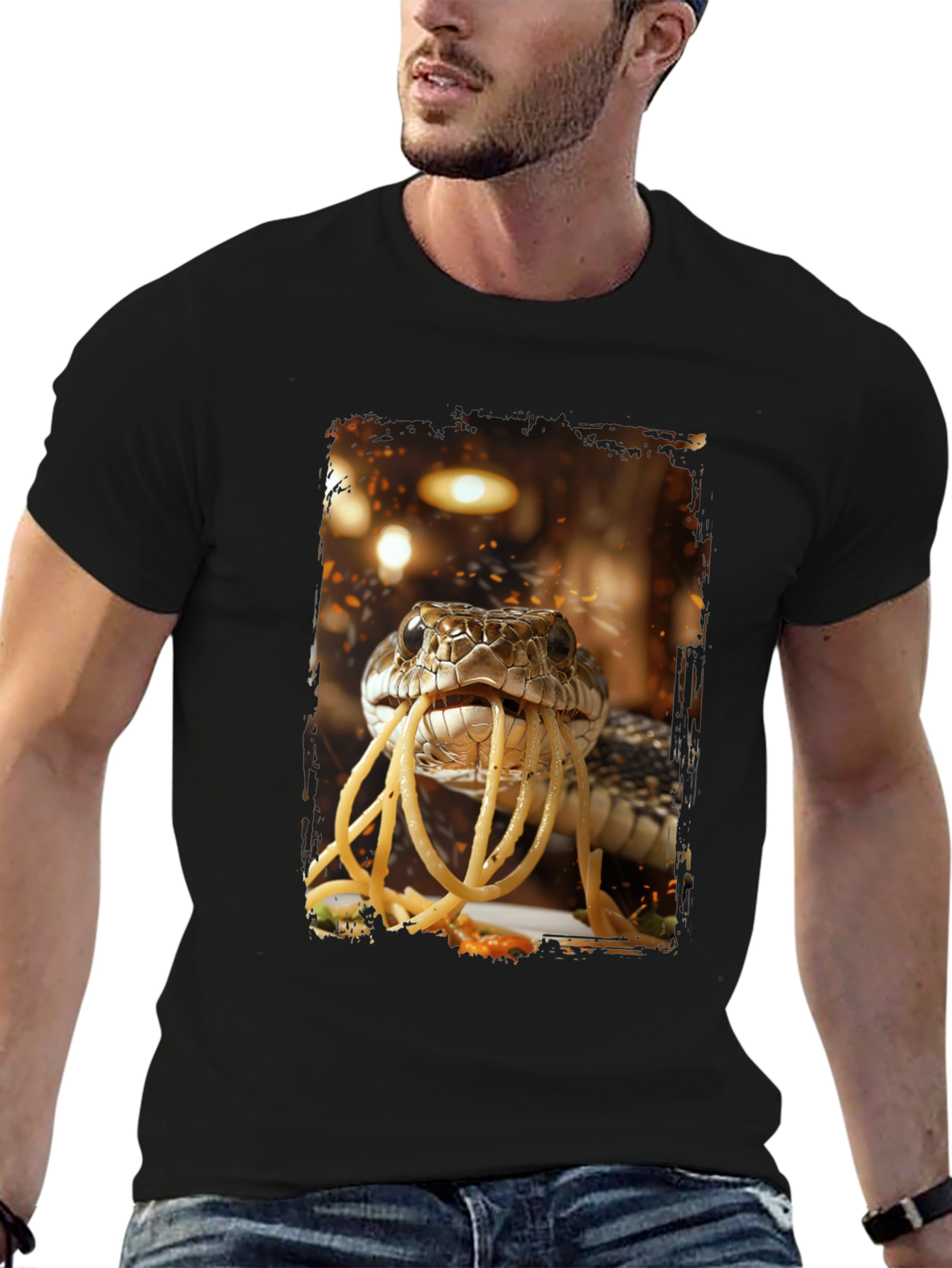 Black Snake Eating Spaghetti Graphic Tee view 6
