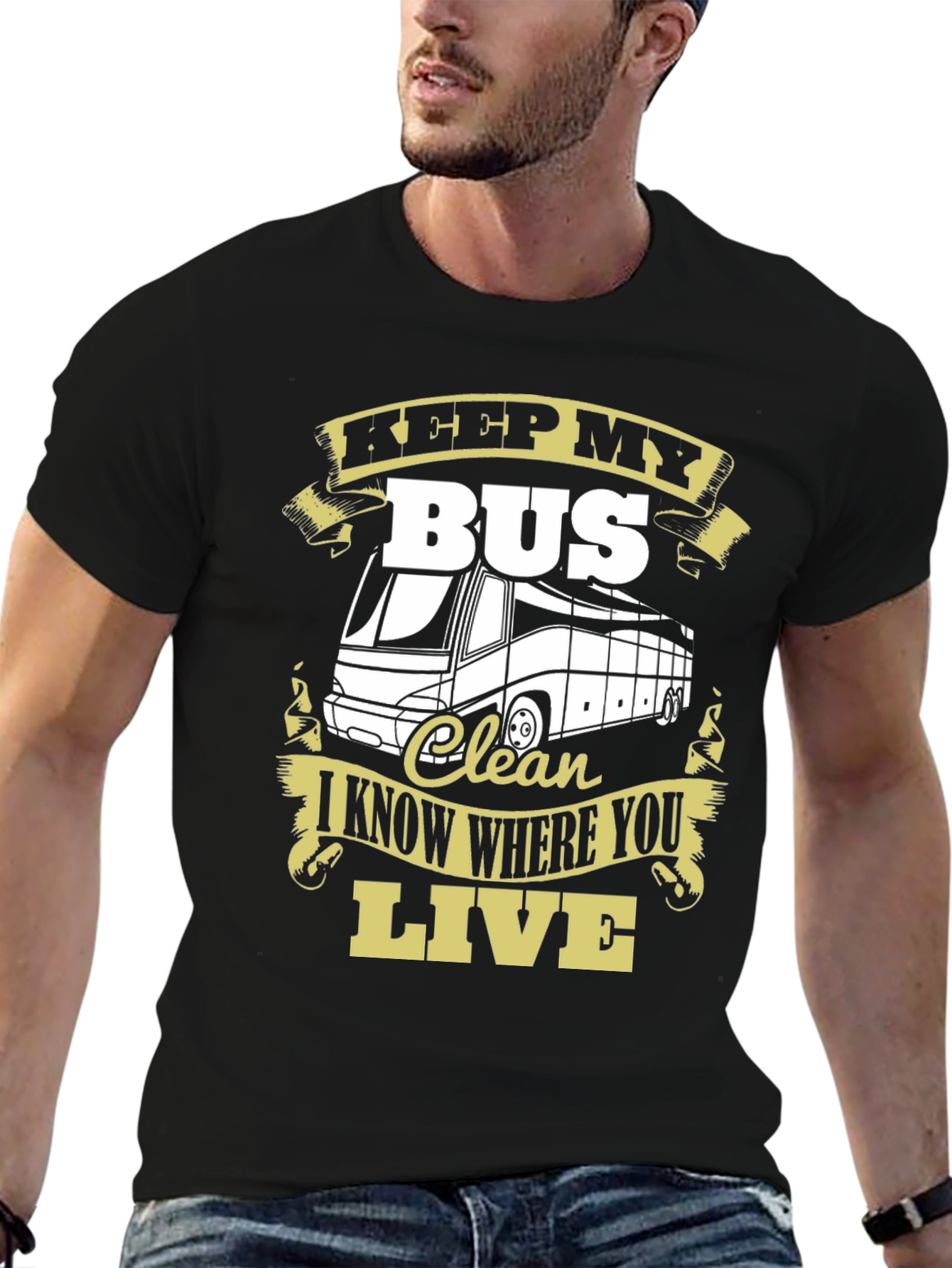 Black Keep My Bus Clean T-Shirt view 6
