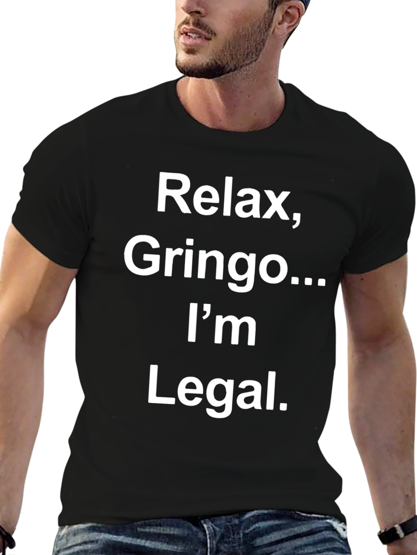 Black Relax Gringo I'm Legal Novelty Graphic T-Shirt view 6