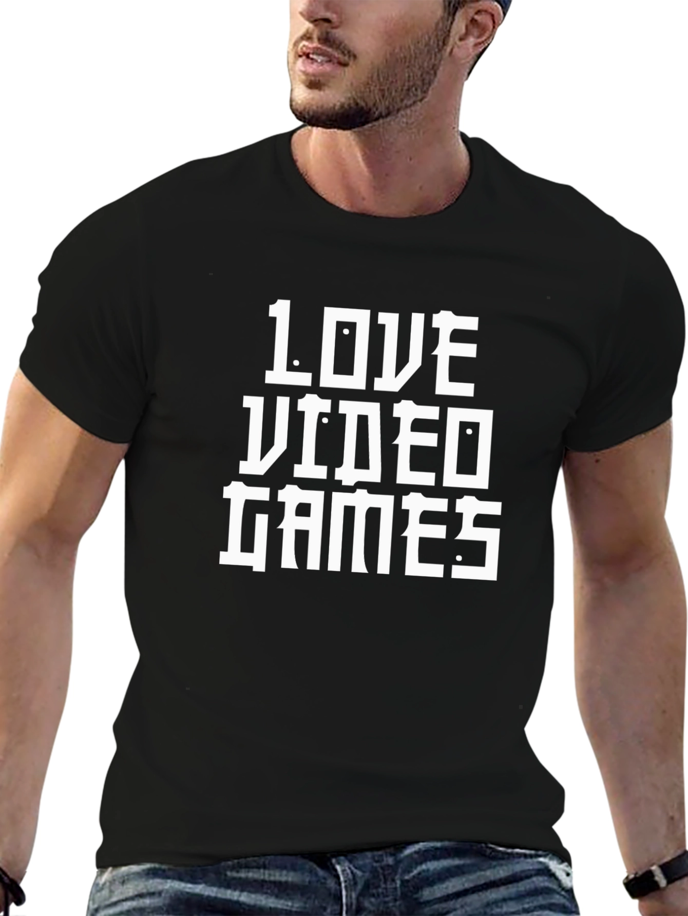 Black Love Video Games T-Shirt - Black Cotton Graphic Tee view 6