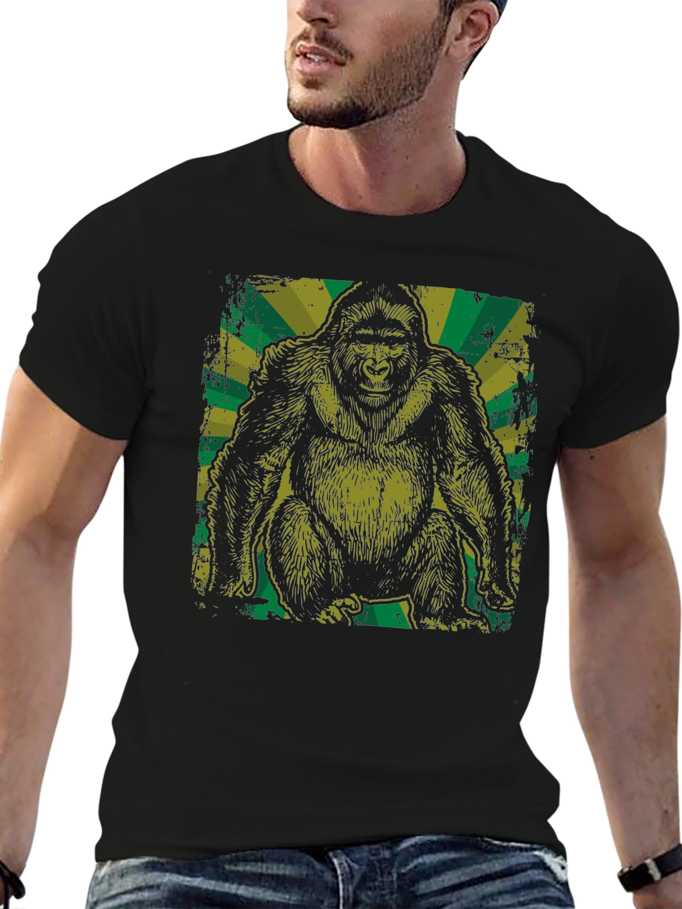 Black Vintage Gorilla Graphic Tee - Black view 6