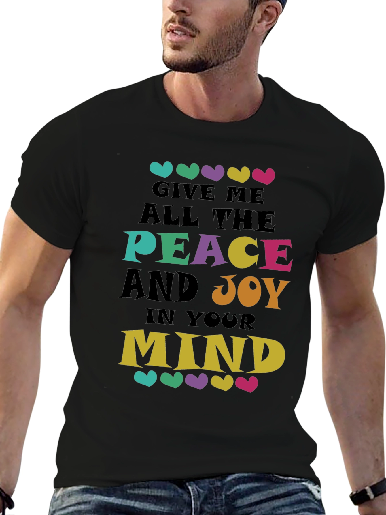 Black Peace and Joy Graphic Tee - Soft Cotton Blend view 6