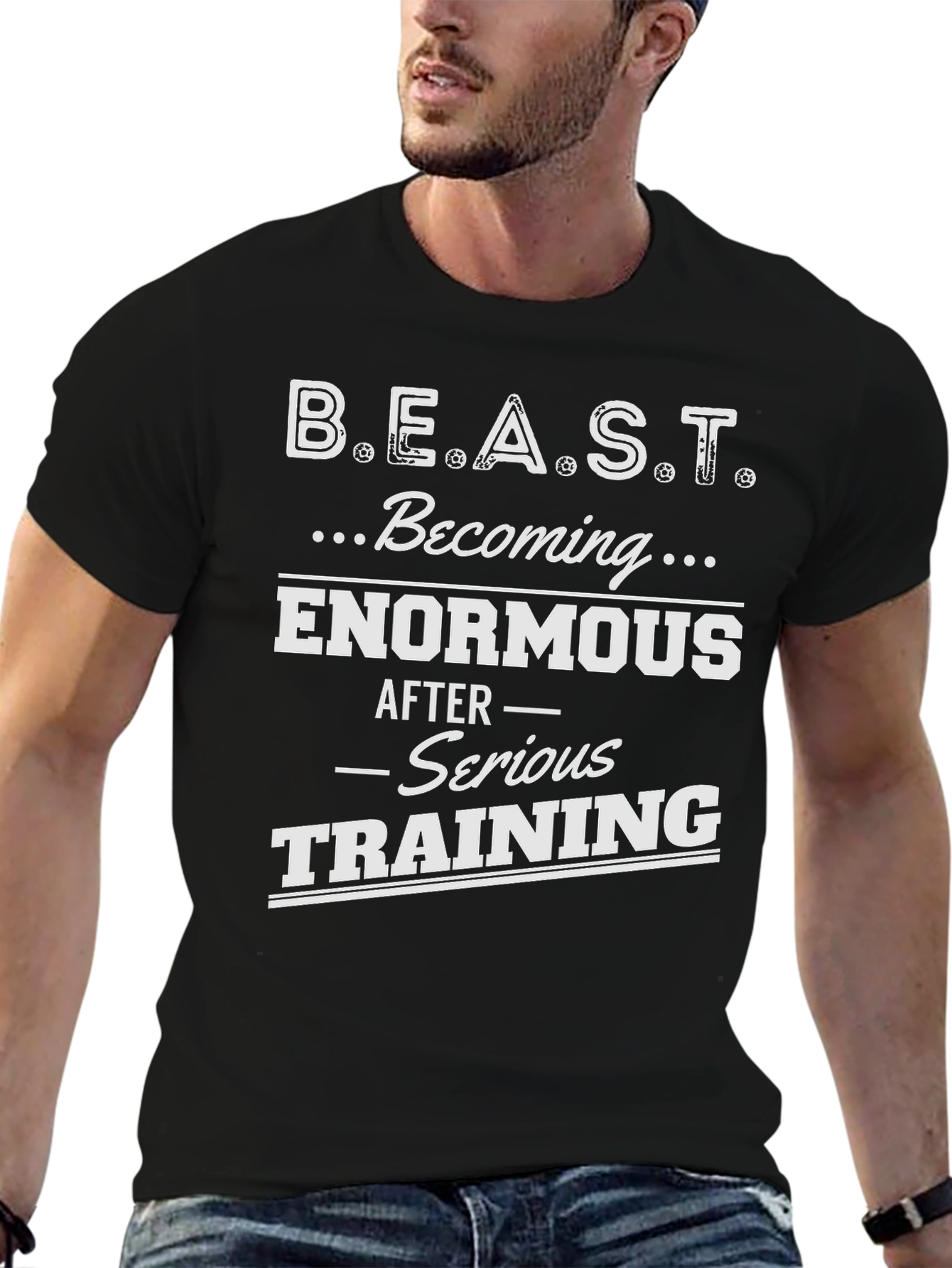 Black B.E.A.S.T. Workout Motivation Graphic Tee view 6