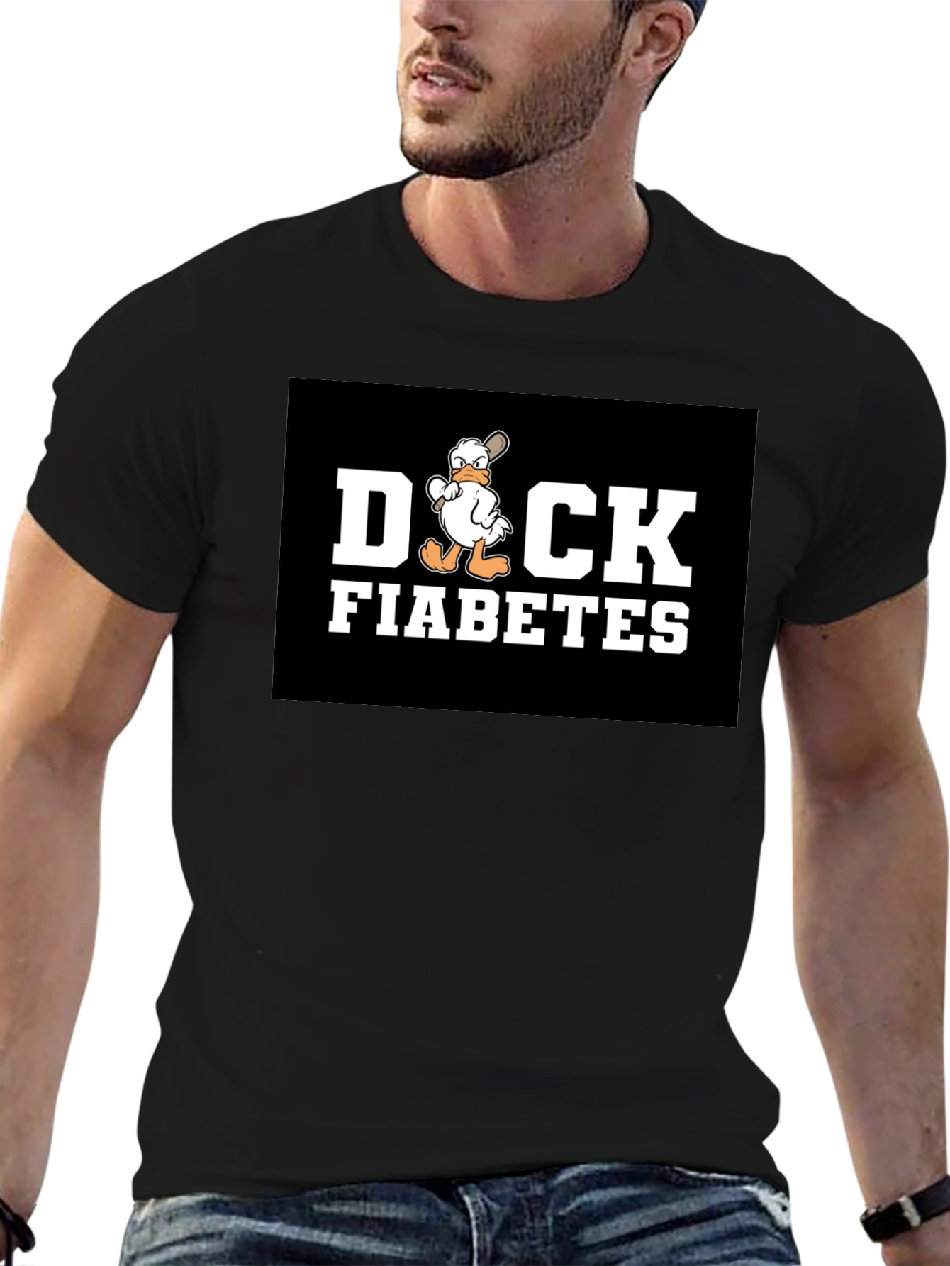 Black Duck Fiabetes T-Shirt - Funny Cartoon Graphic Tee view 6