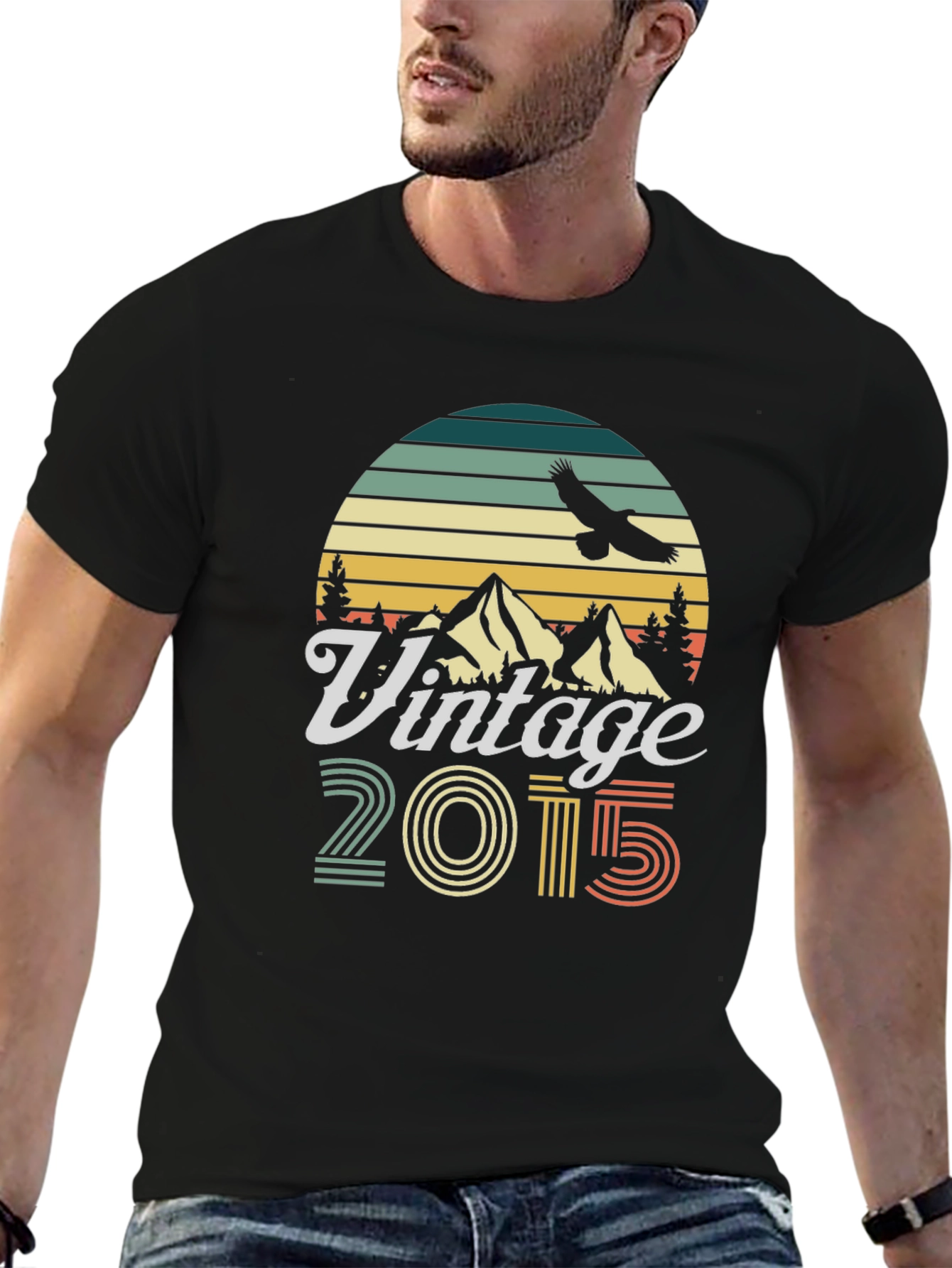 Black Vintage 2015 Graphic T-Shirt Retro Birthday Gift view 6