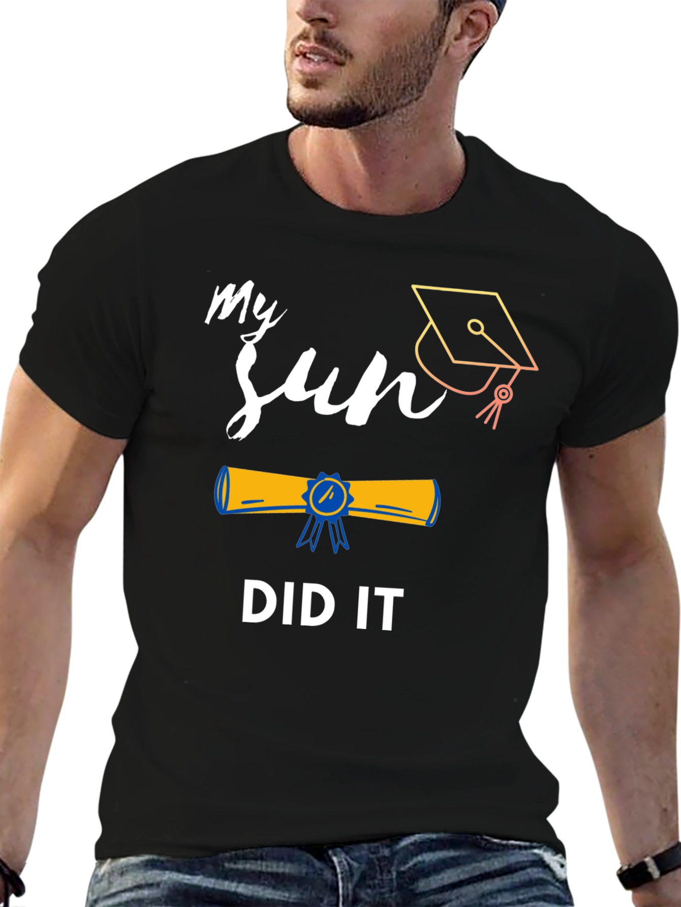 Black My Son Did It Graduation T-Shirt view 6