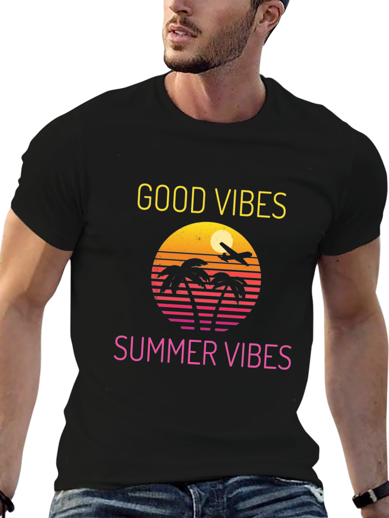 Black Good Vibes Summer T-Shirt view 6