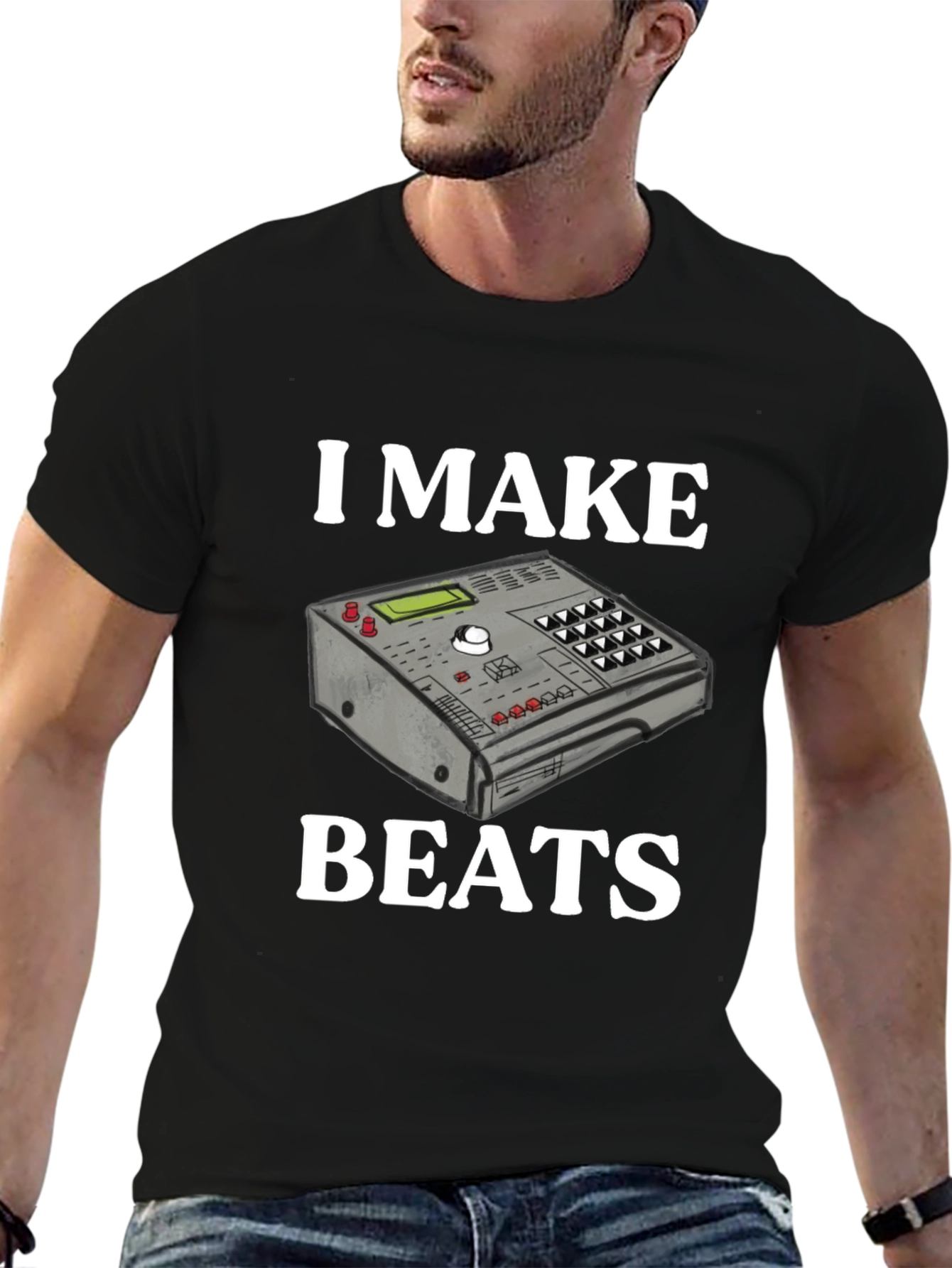 Black I Make Beats T-Shirt - Music Producer DJ view 6