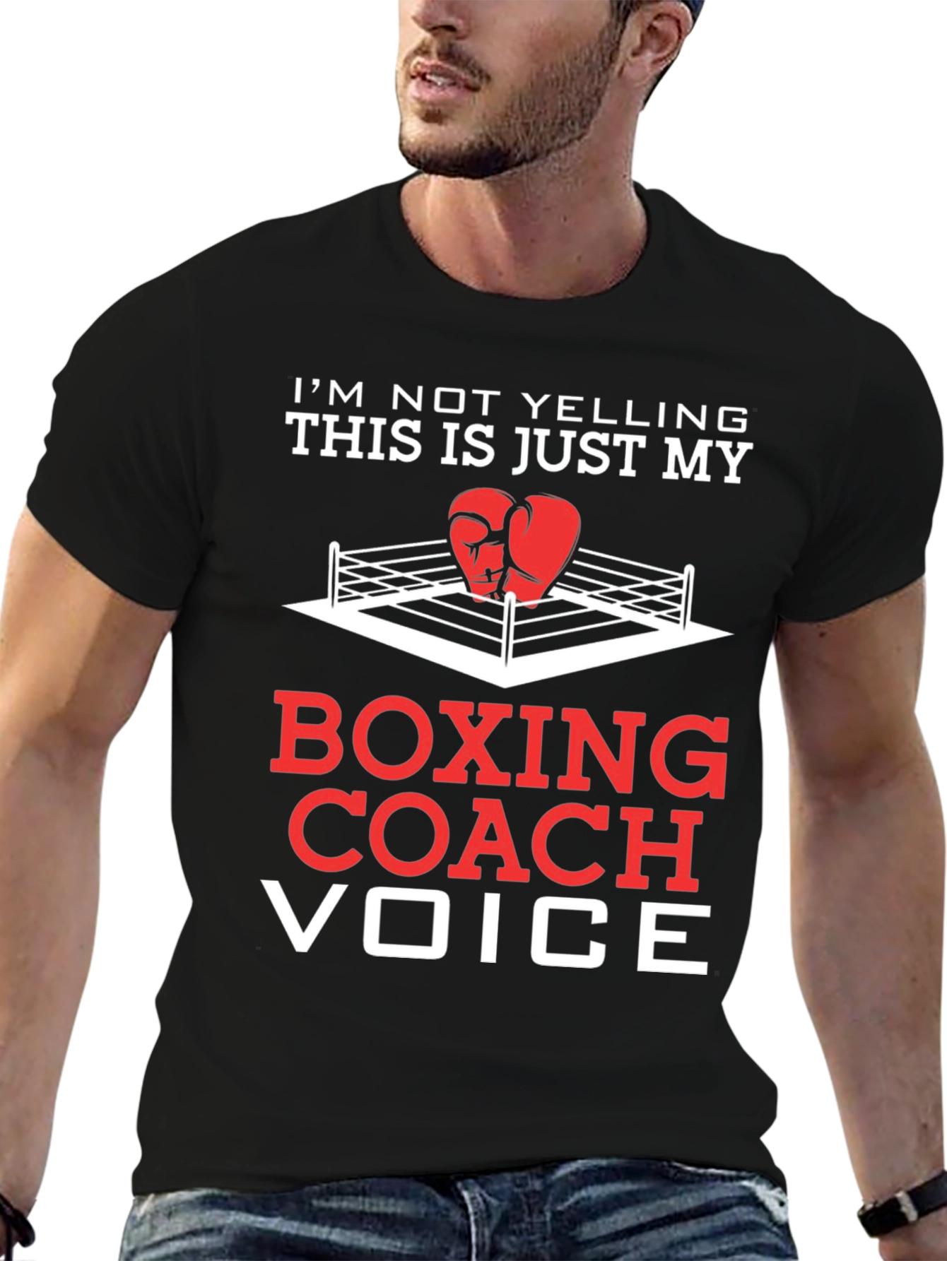 Black Boxing Coach Voice T-Shirt - Funny Boxing Gift view 6