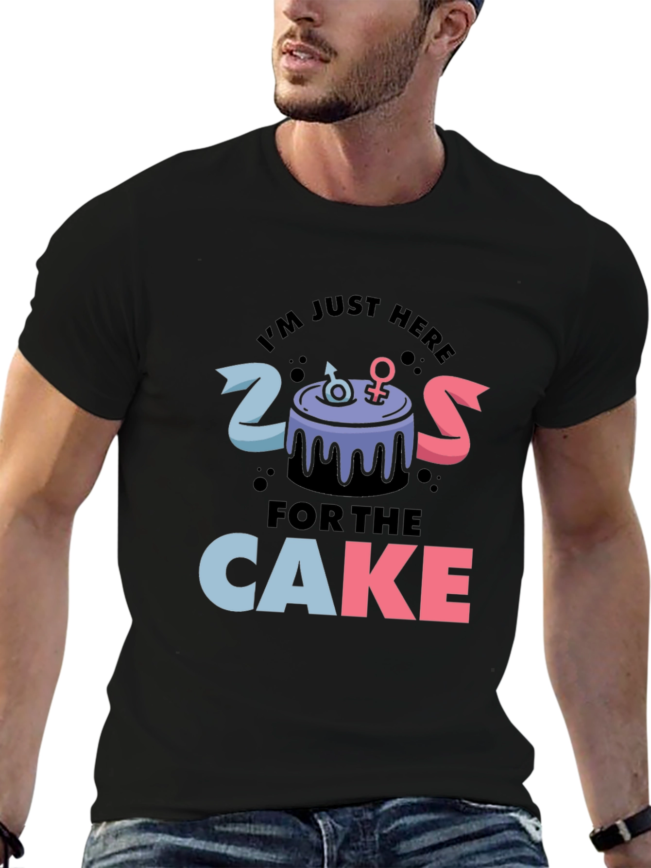 Black Gender Reveal Cake T-Shirt view 6