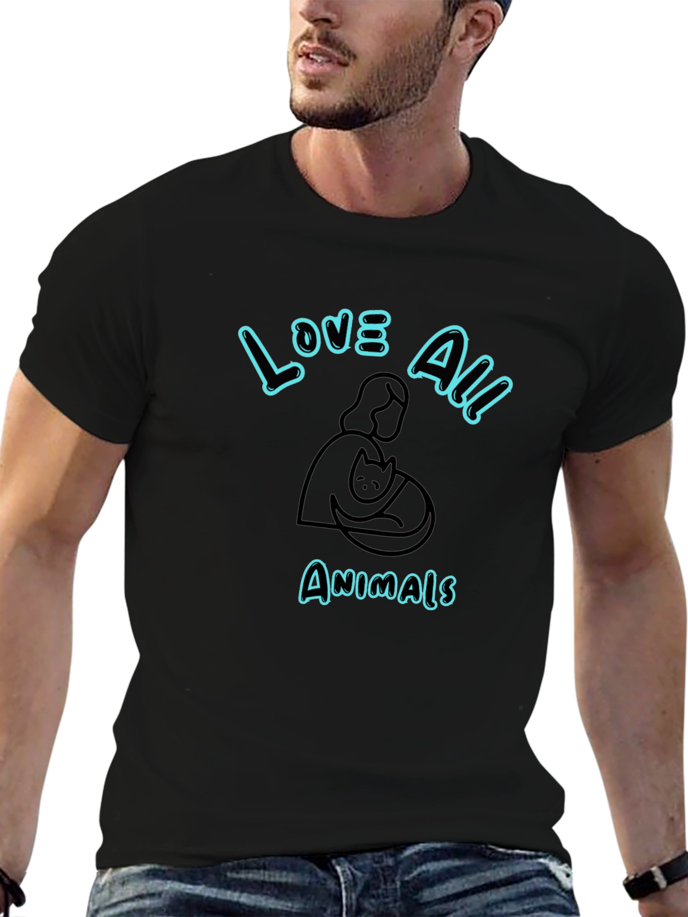 Black Love All Animals Graphic Tee - Unisex view 6