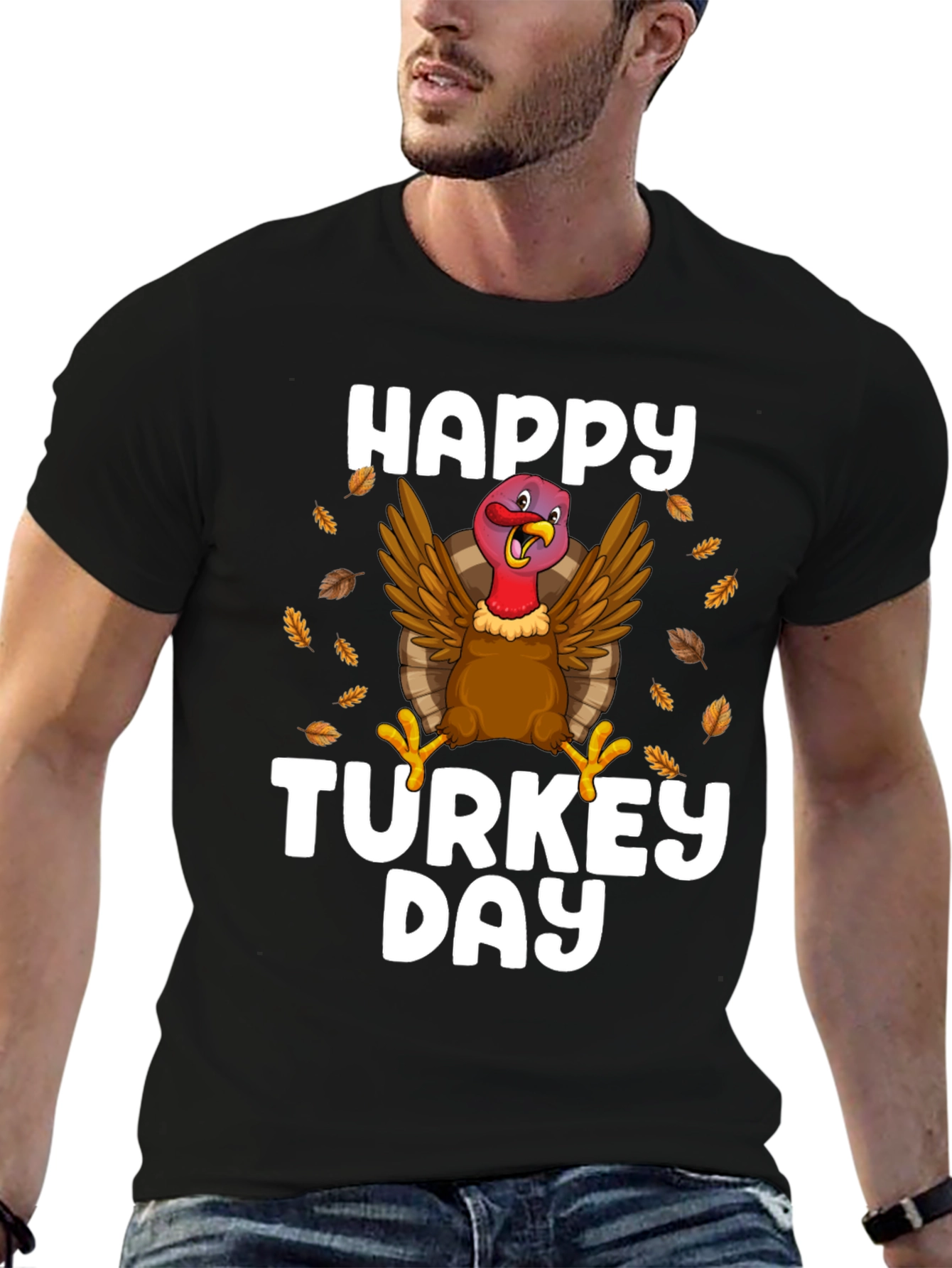 Black Happy Turkey Day Black T-Shirt view 6