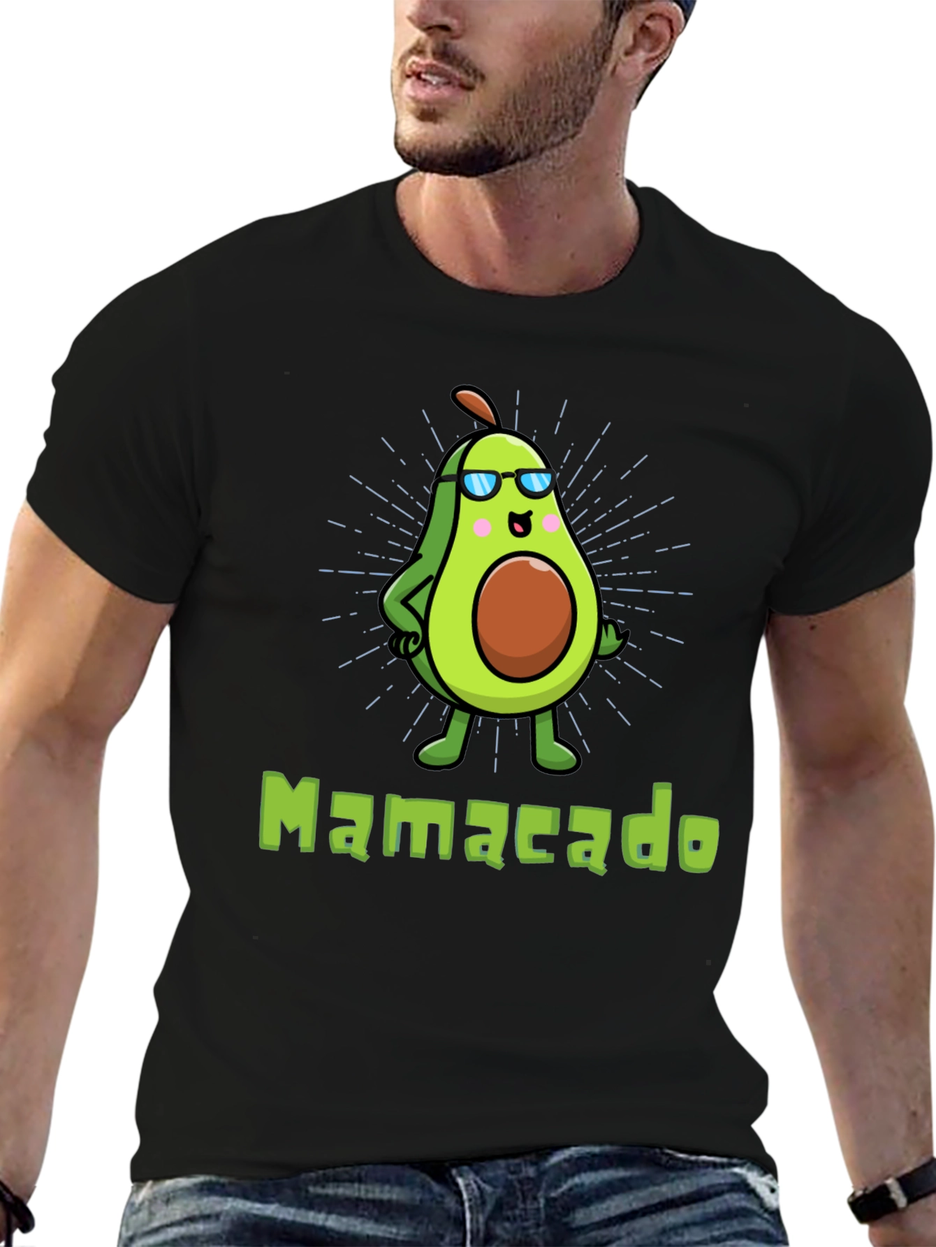 Black Cool Mamacado Avocado Graphic T-Shirt view 6