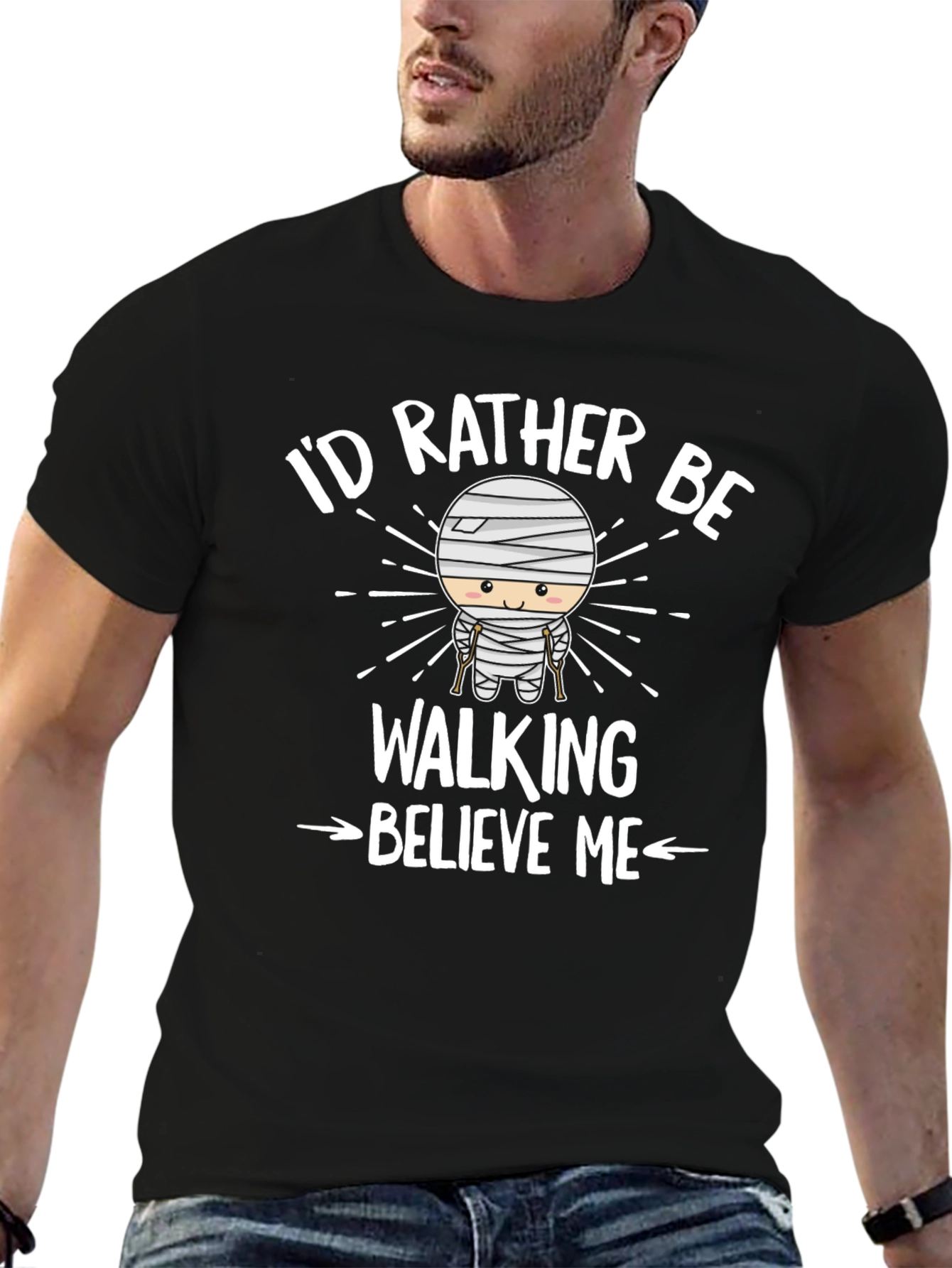 Black I'd Rather Be Walking T-Shirt view 6