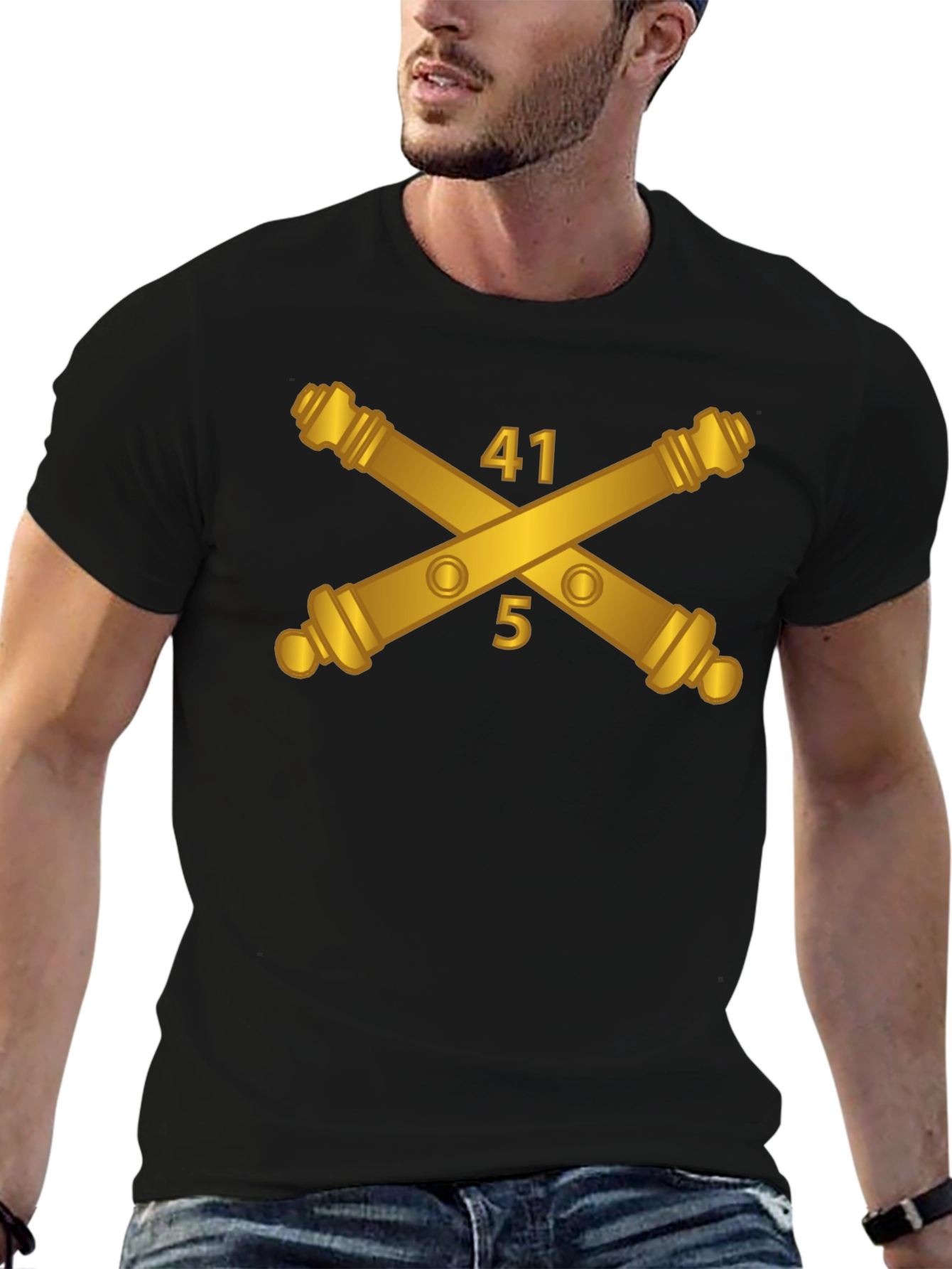 Black 41st Field Artillery Regiment Crossed Cannons T-Shirt view 6
