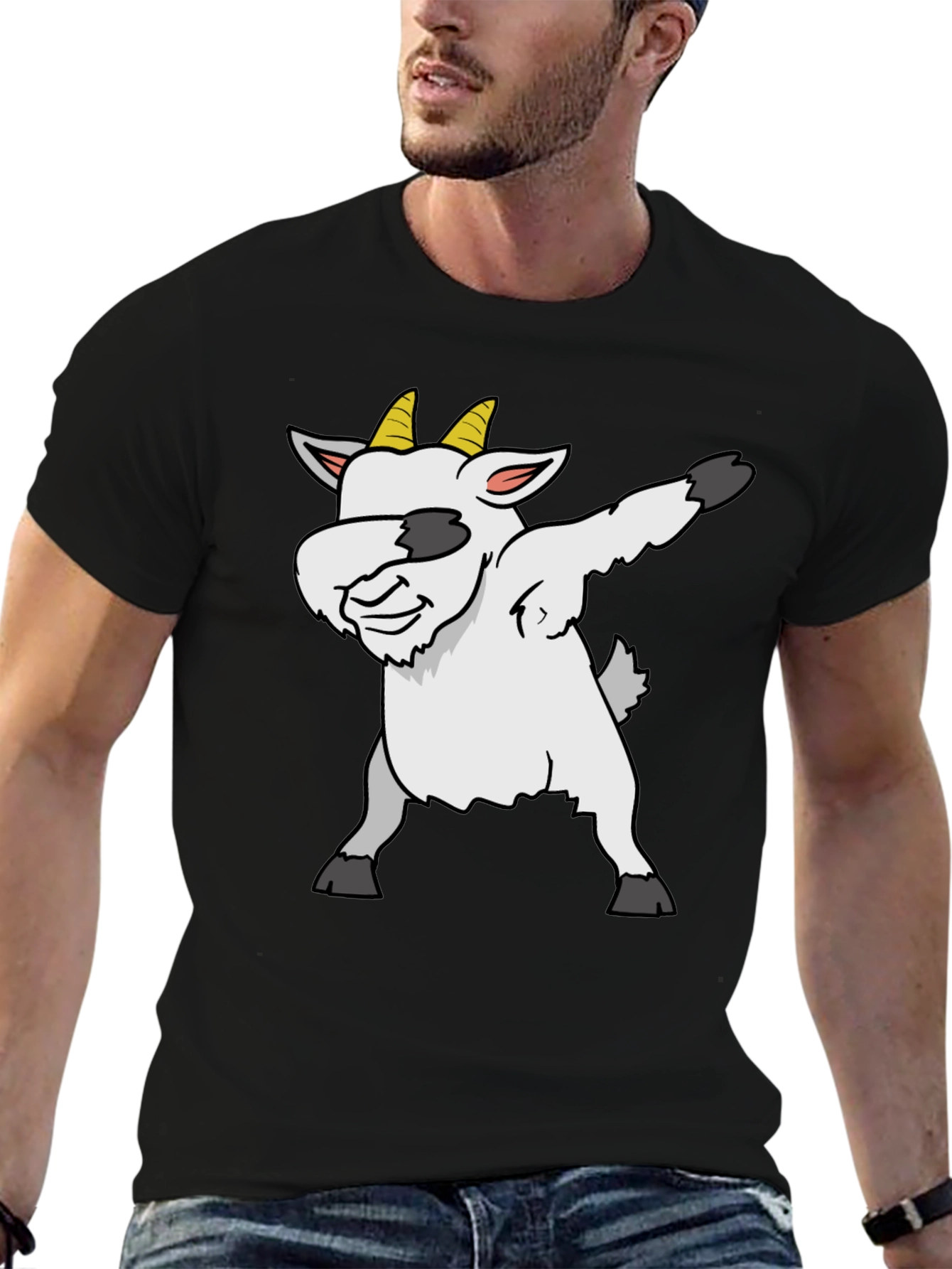Black Dabbing Goat Graphic Tee - Black T-Shirt view 6