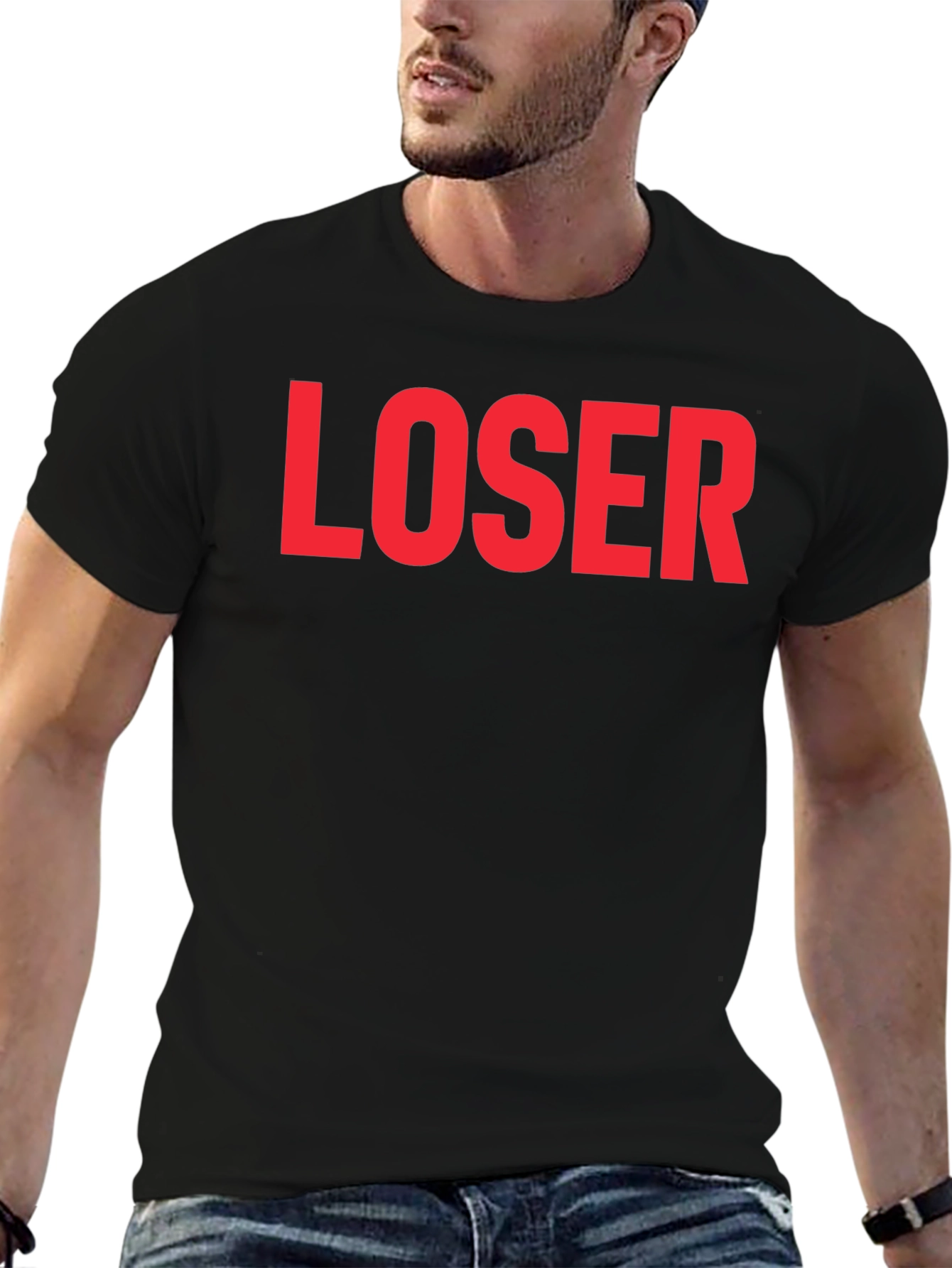 Black LOSER Graphic Tee - Edgy Statement T-Shirt view 6