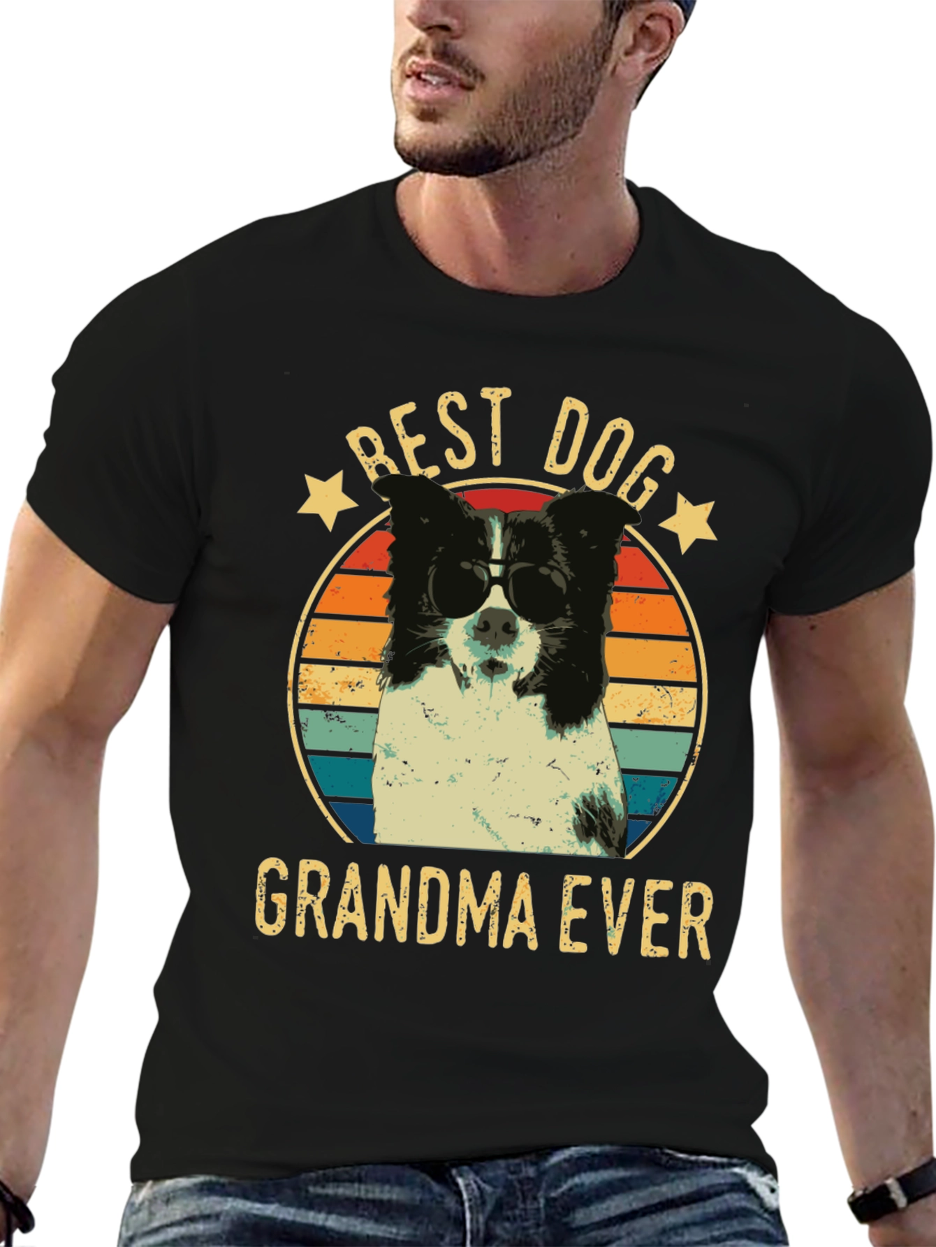 Black Best Dog Grandma Ever Graphic T-Shirt view 6