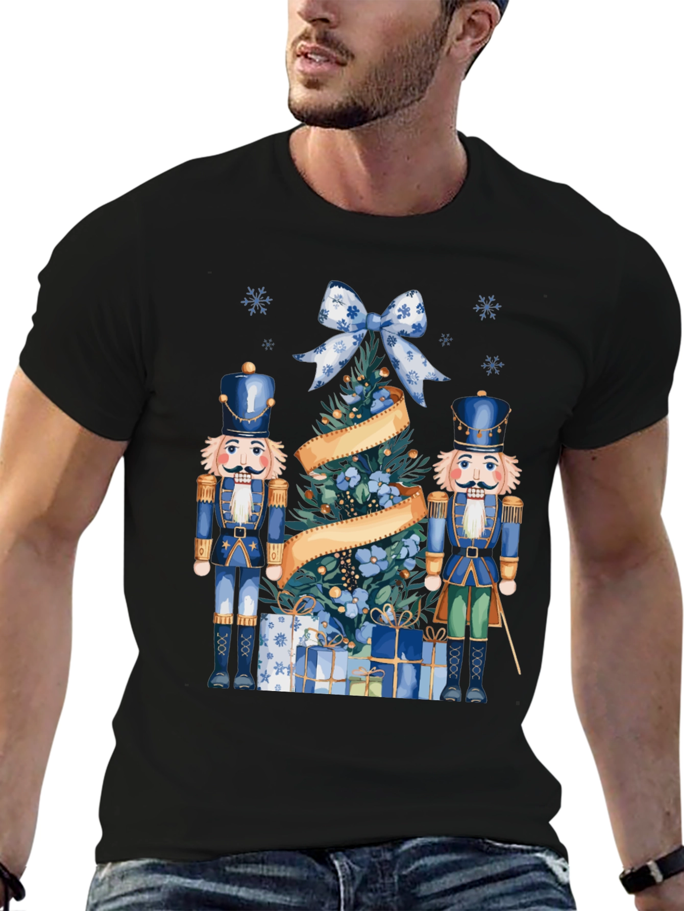 Black Festive Nutcracker Christmas T-Shirt view 6