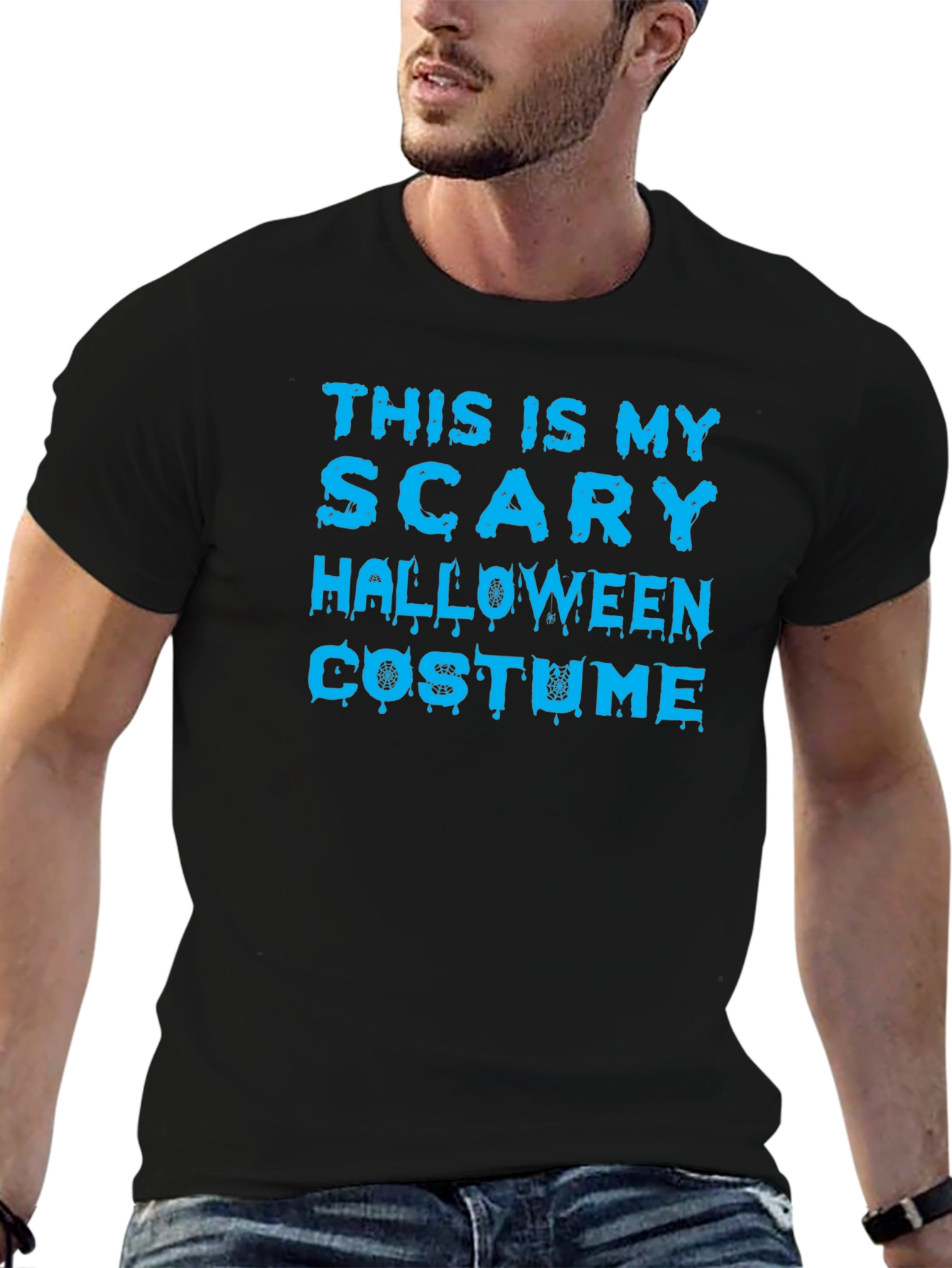 Black Scary Halloween Costume T-Shirt view 6