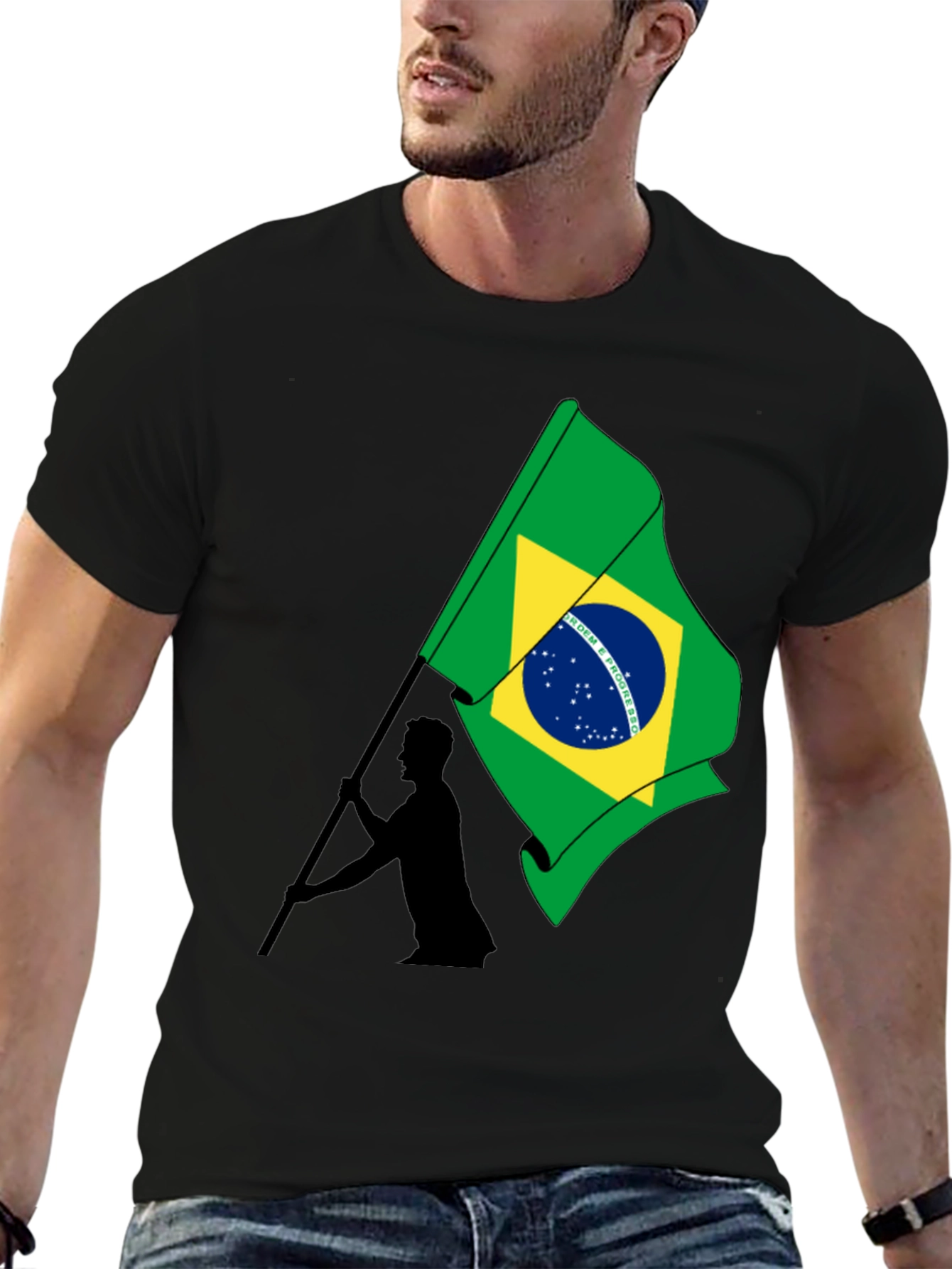 Black Brazil Flag Graphic T-Shirt - Menswear view 6