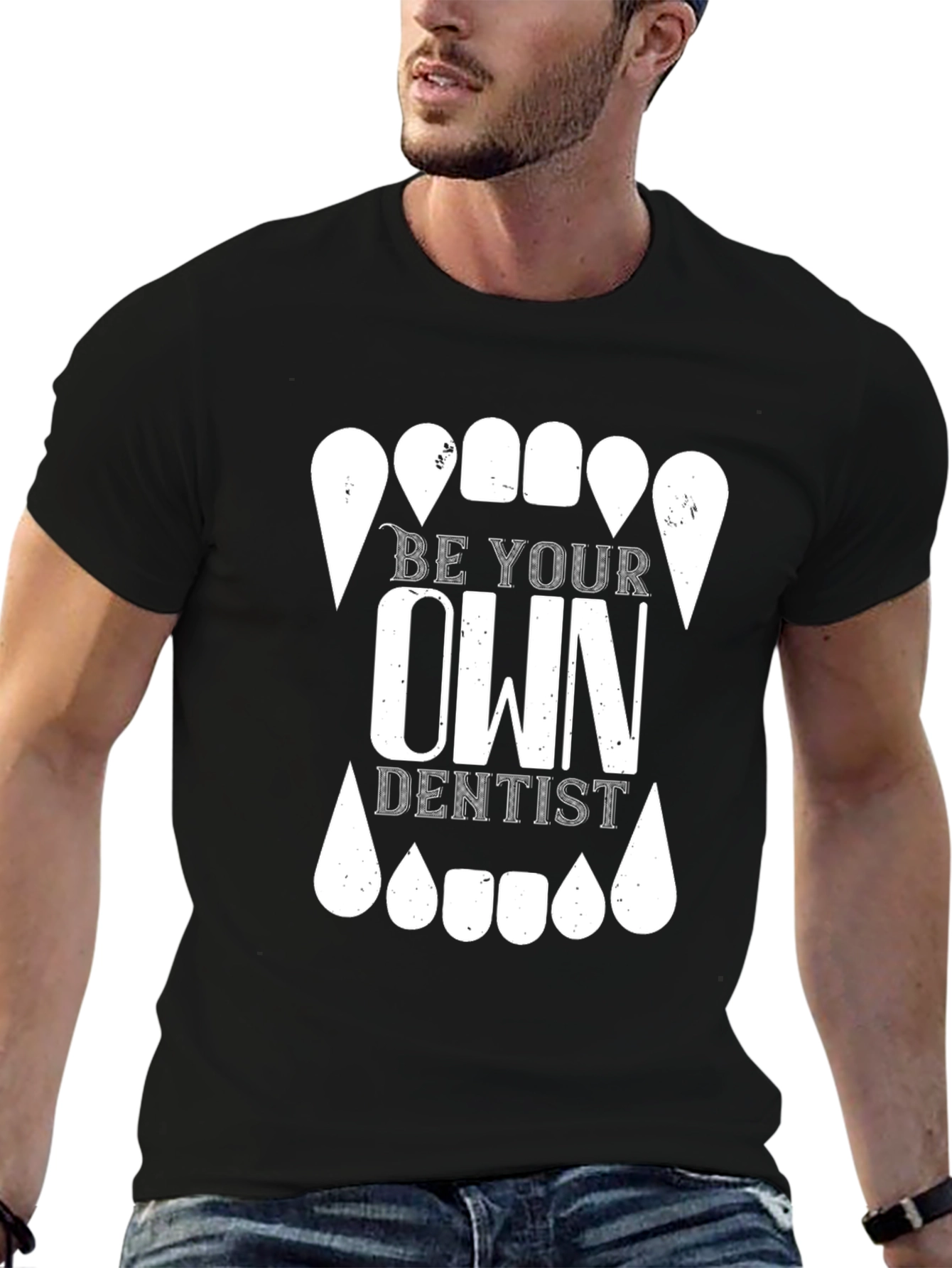 Black Be Your Own Dentist Graphic T-Shirt - Novelty Tee view 6