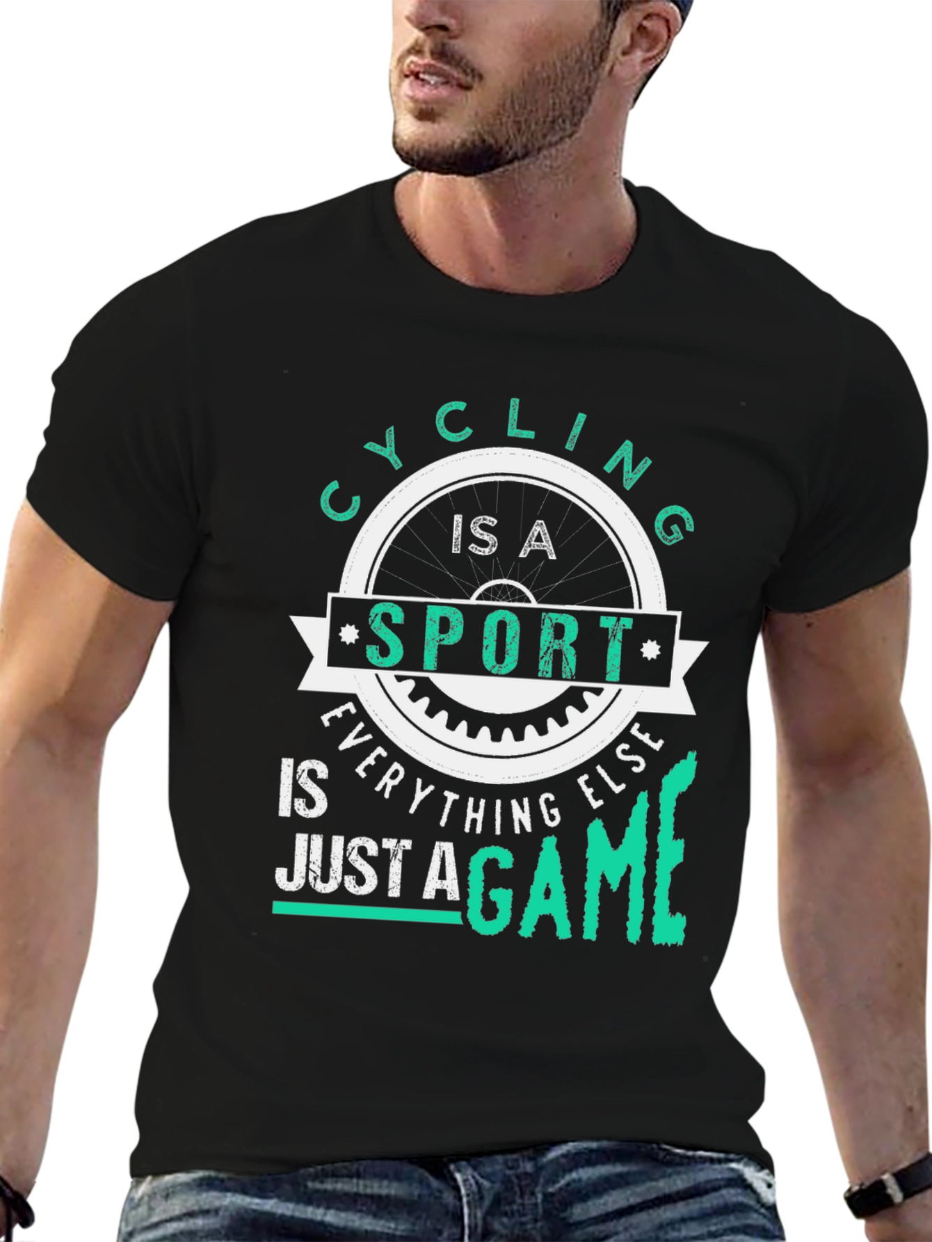 Black Cycling Is A Sport Graphic T-Shirt view 6