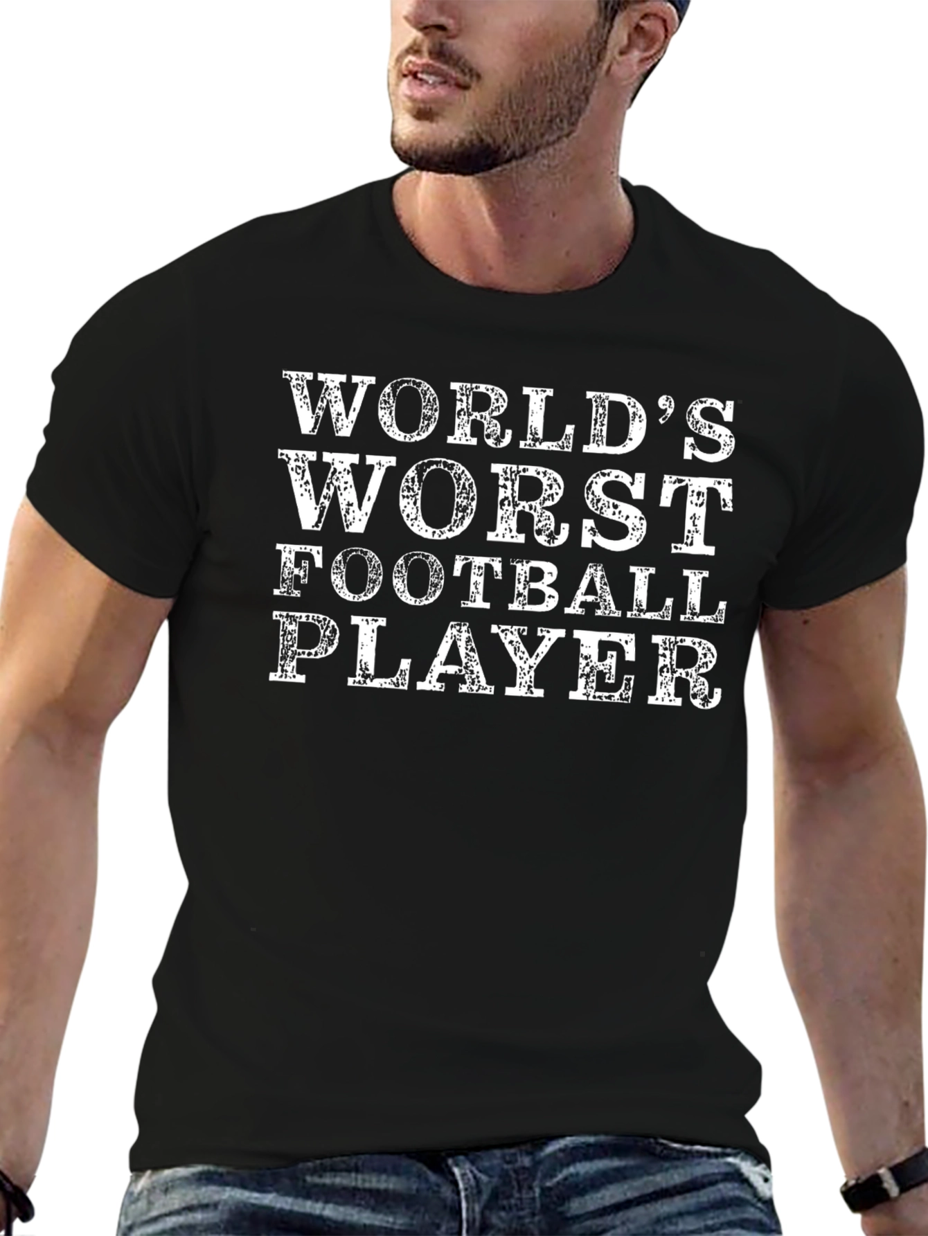 Black World's Worst Football Player T-Shirt Funny Gift view 6