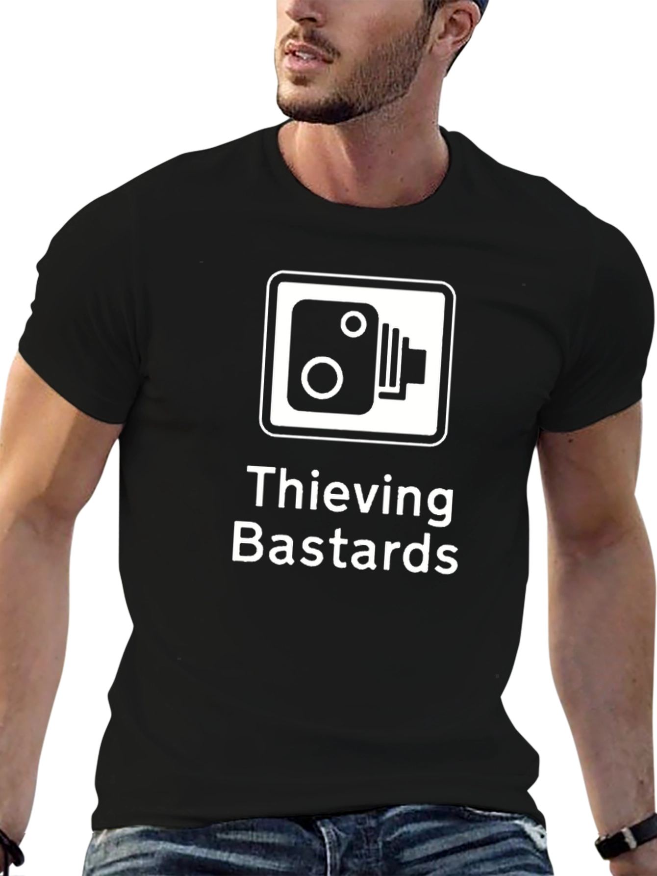 Black Thieving Bastards Graphic Tee - Black Cotton T-Shirt view 6