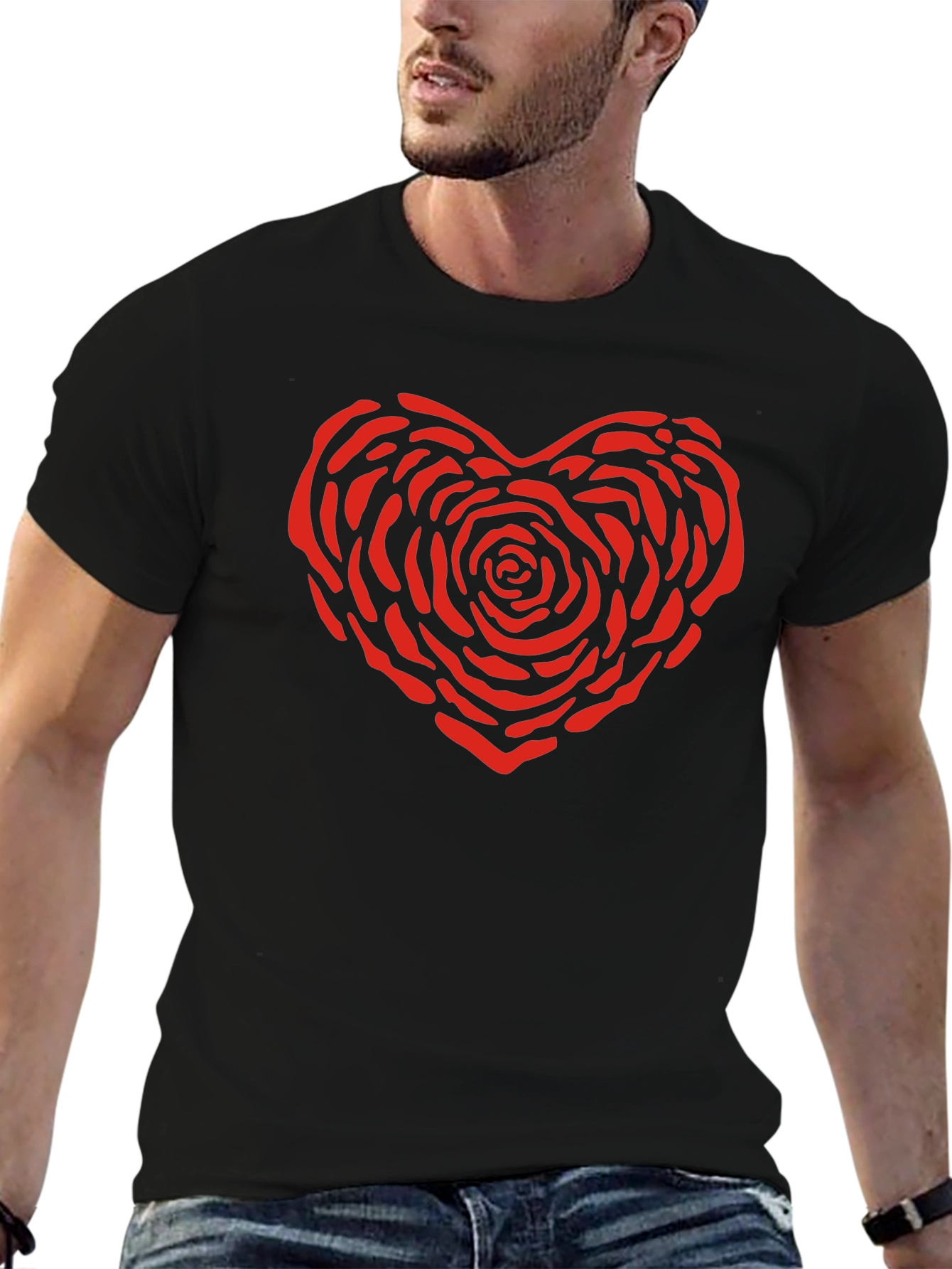 Black Heart Rose Graphic Tee - Black view 6