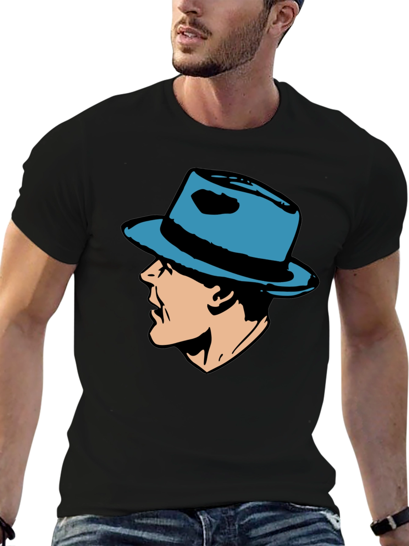 Black Retro Detective T-Shirt - Classic Comic Style Tee view 6