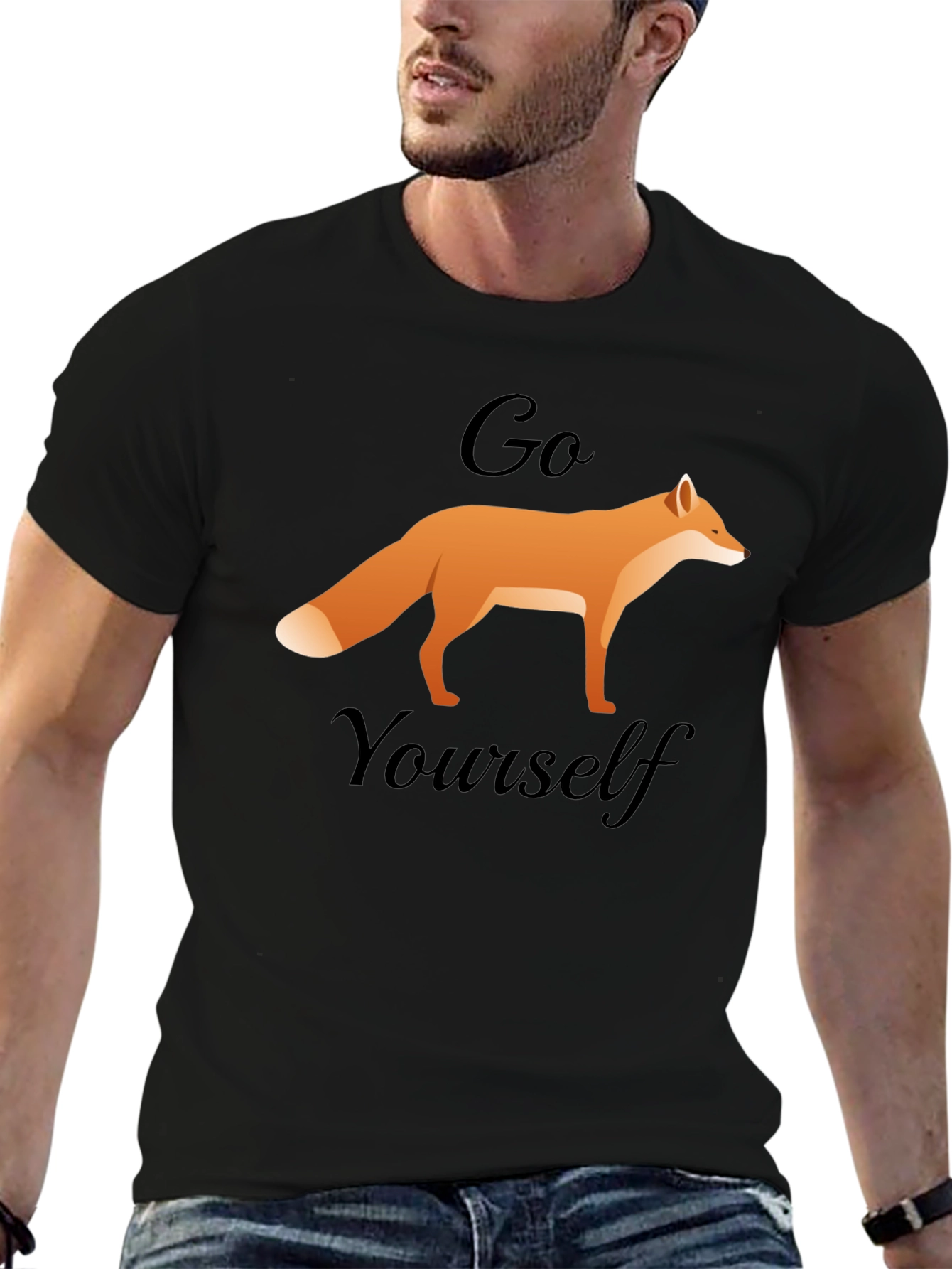 Black Go Fox Yourself T-Shirt - Funny Animal Tee view 6