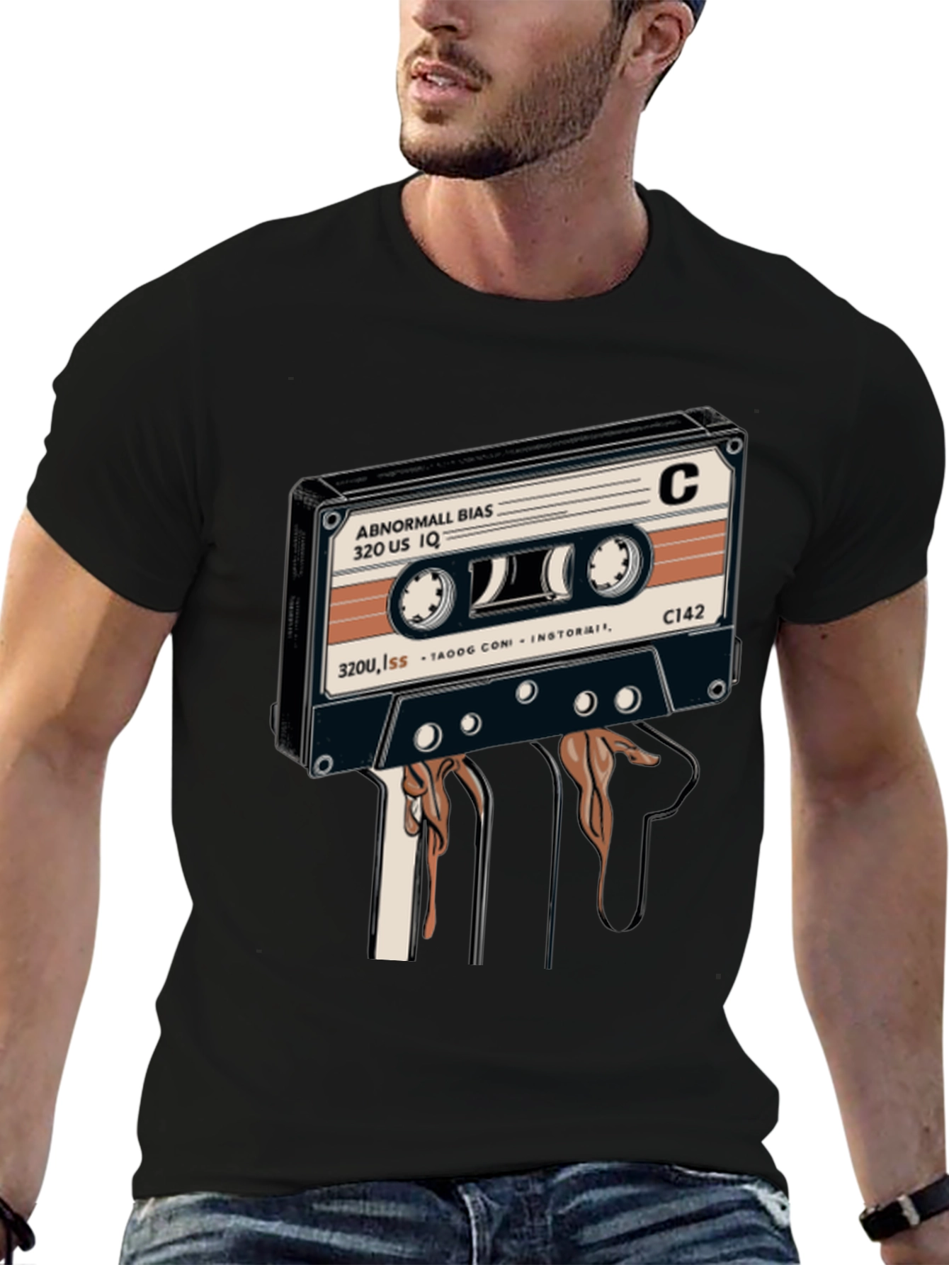 Black Retro Cassette Tape Graphic Tee - Black view 6