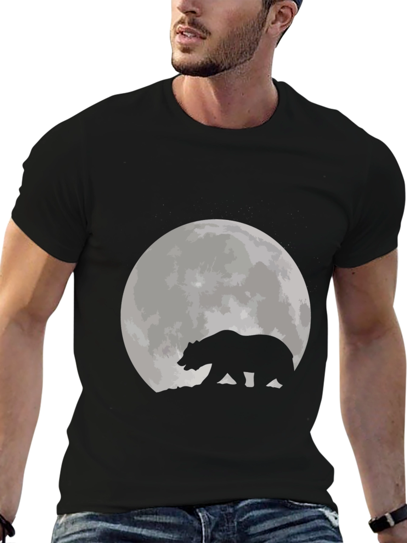 Black Bear Moon Black T-Shirt view 6