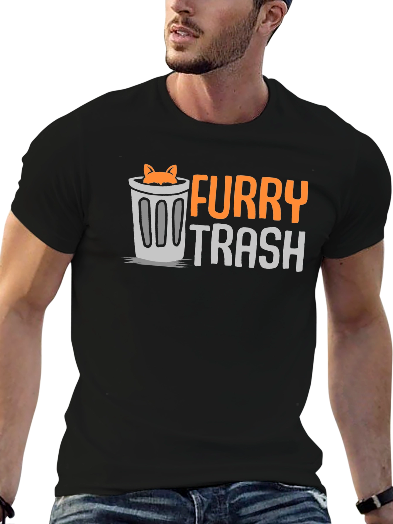 Black Furry Trash T-Shirt - Funny Graphic Tee view 6