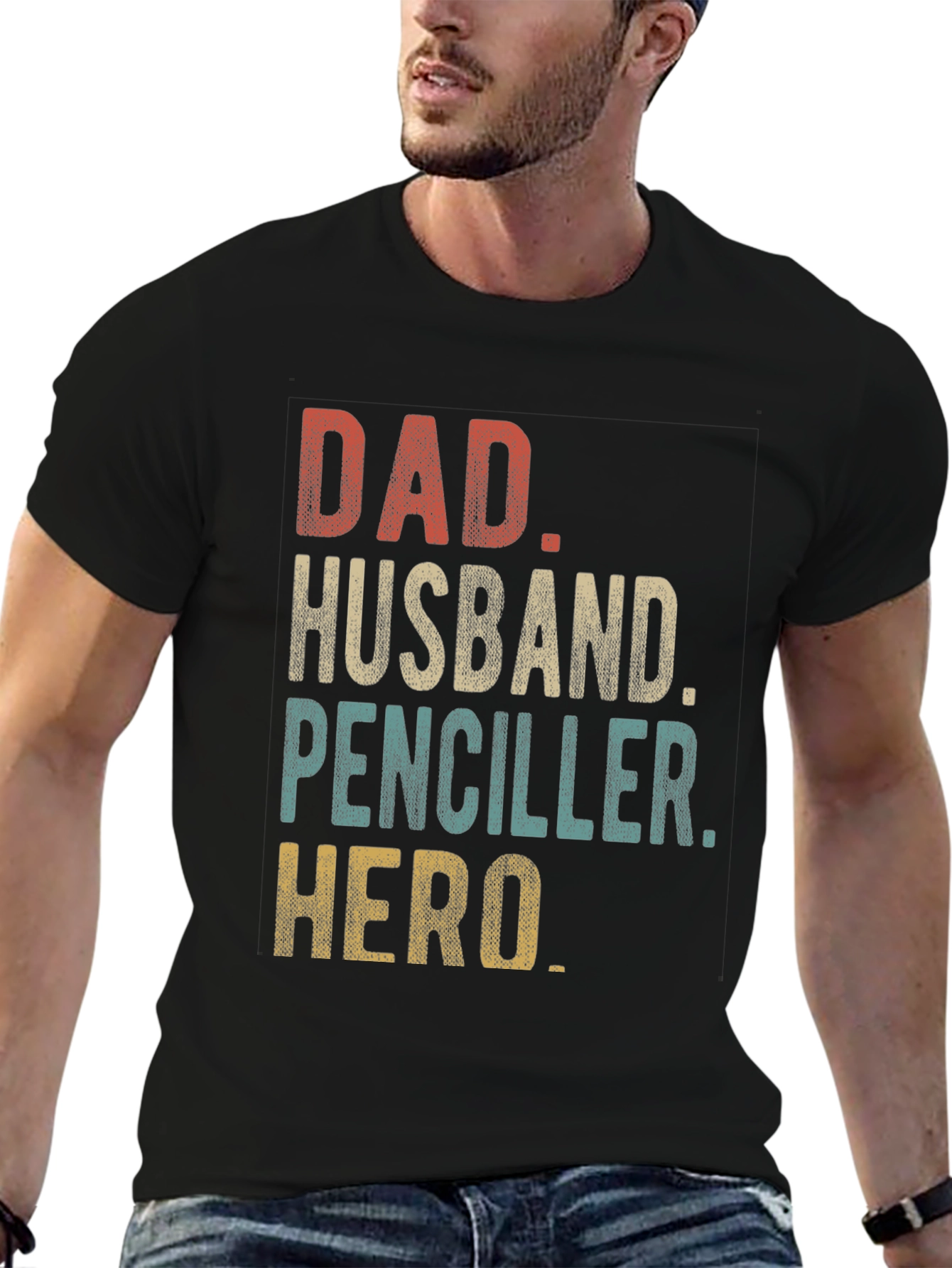 Black Dad Husband Penciller Hero T-Shirt view 6