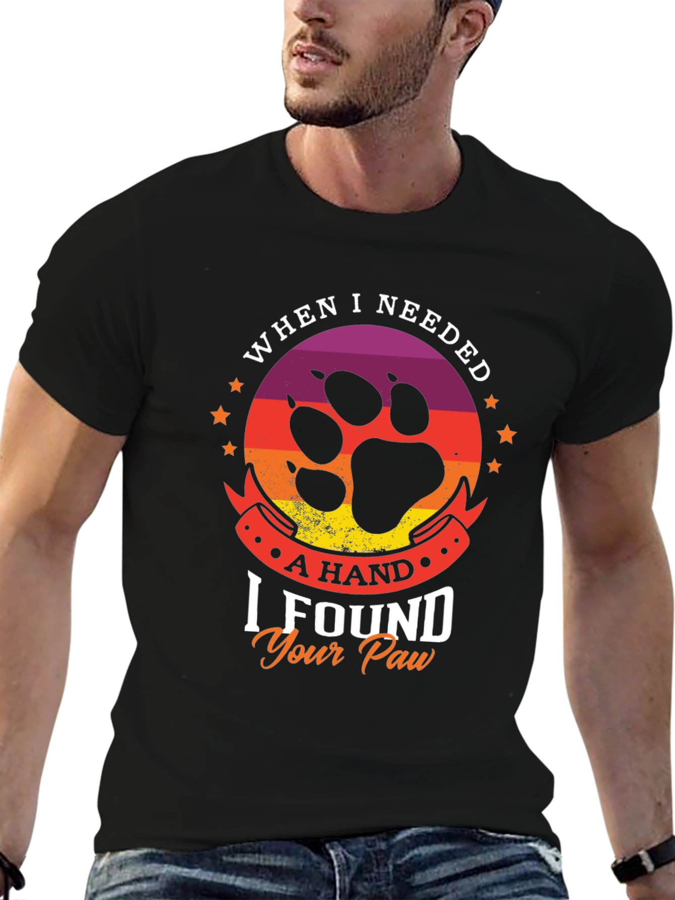 Black Paw Print T-Shirt - Dog Lover Tee view 6