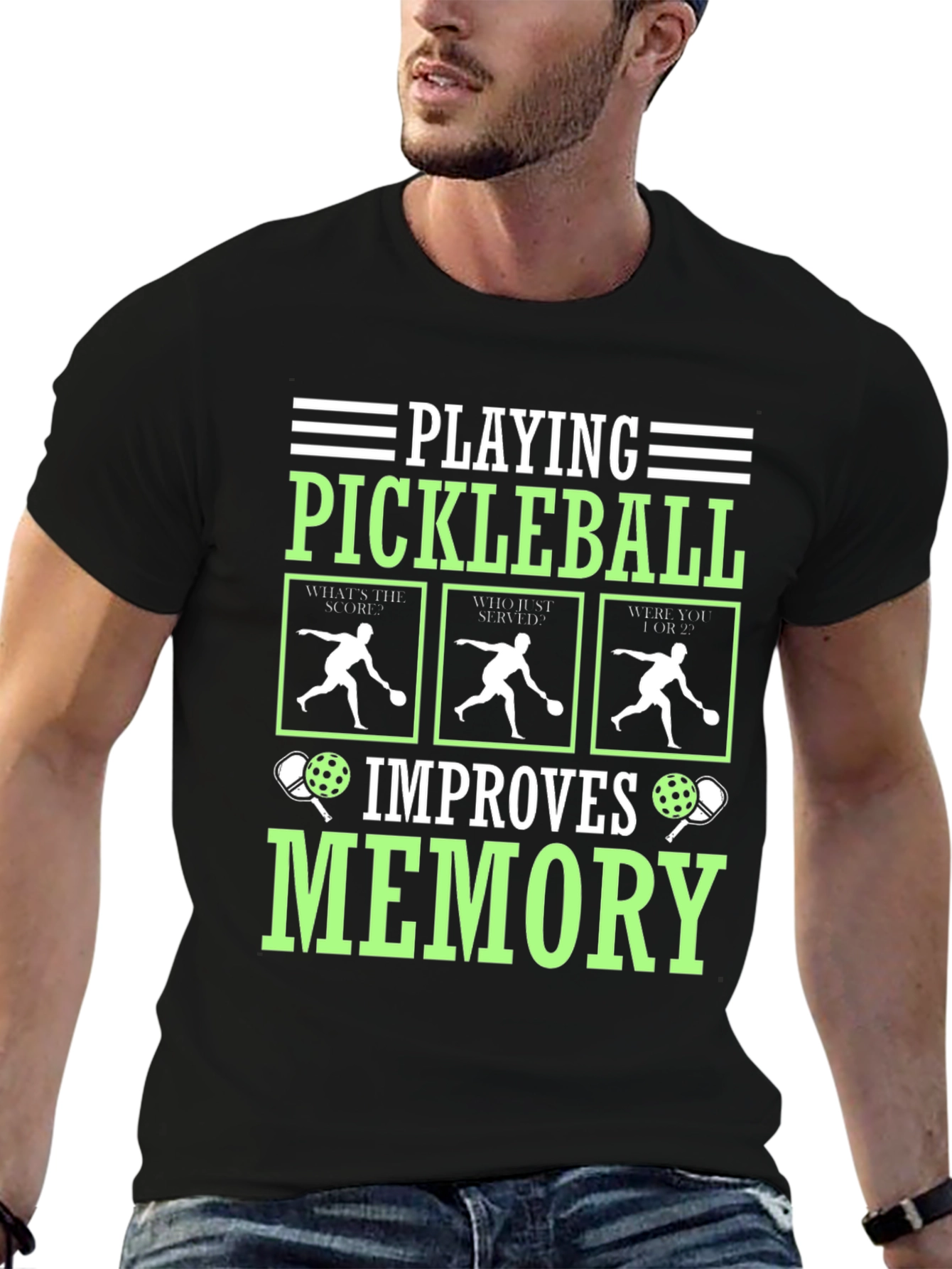 Black Pickleball Improves Memory T-Shirt view 6