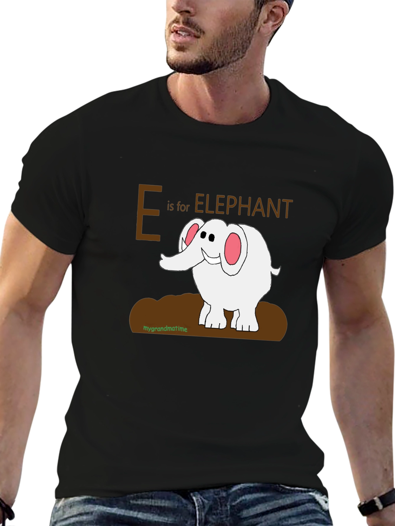 Black E is for Elephant Graphic T-Shirt view 6