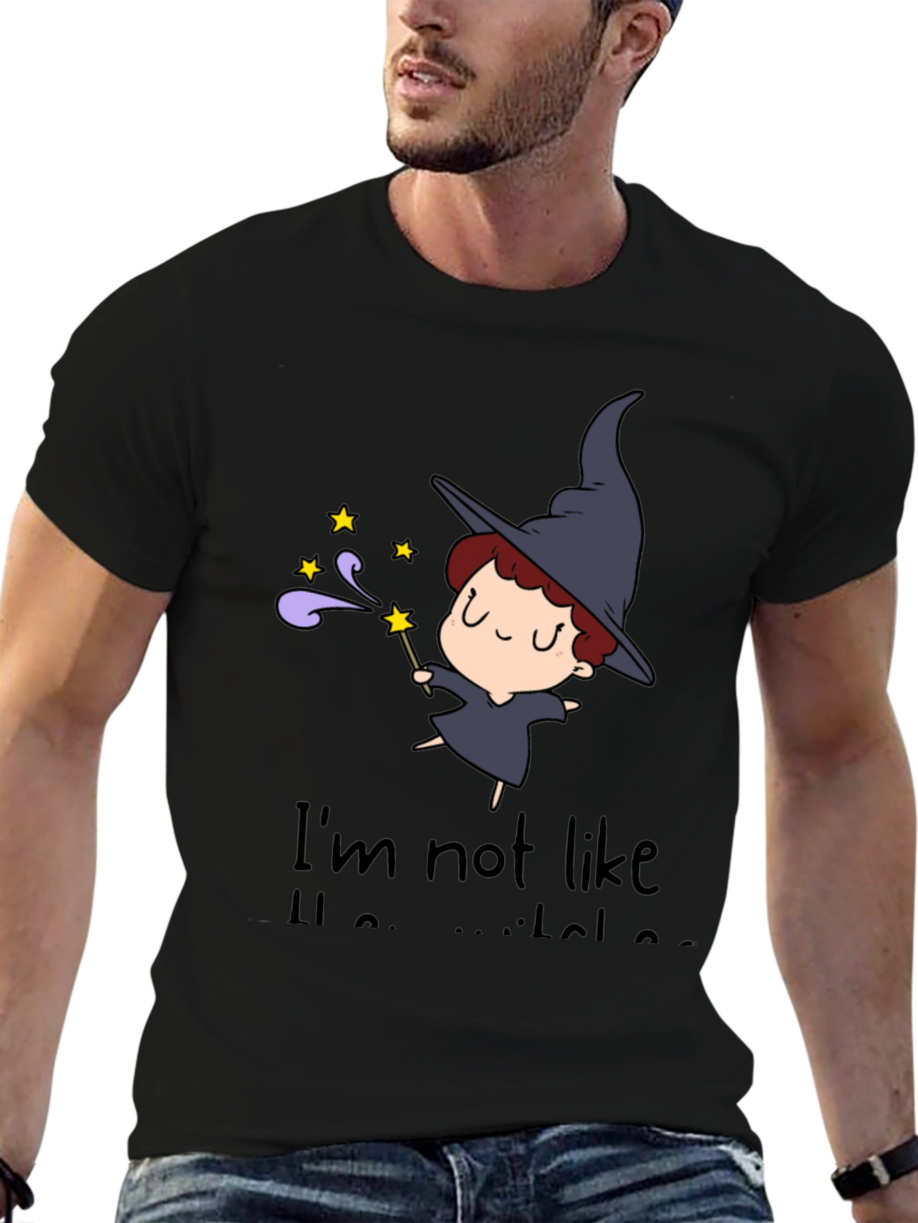 Black Cute Witch Graphic Tee - Not Like Other Witches Shirt view 6