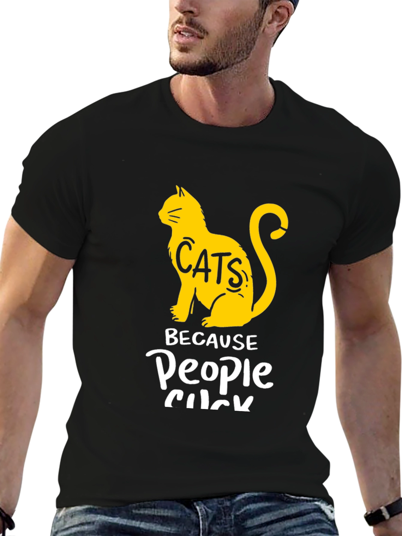 Black Cats Because People Suck Graphic T-Shirt view 6