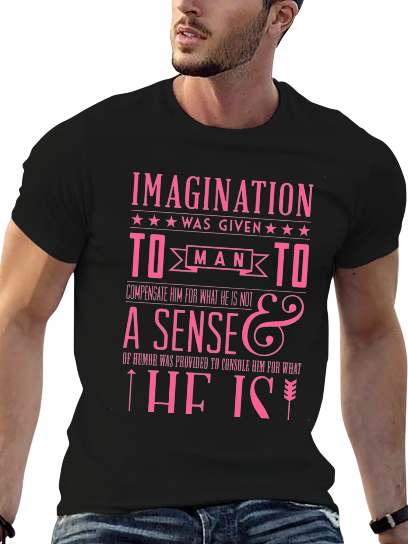 Black Imagination Humor Slogan Graphic T-Shirt view 6