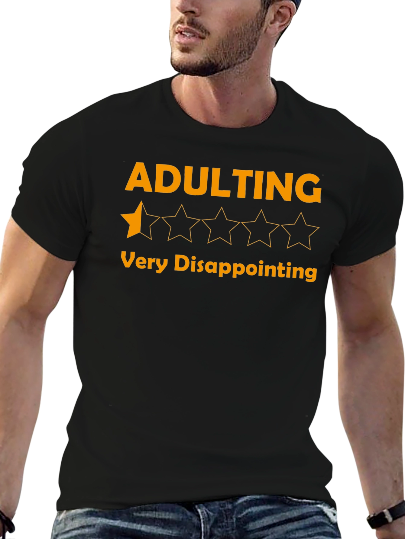Black Adulting One-Star Disappointment Graphic Tee view 6