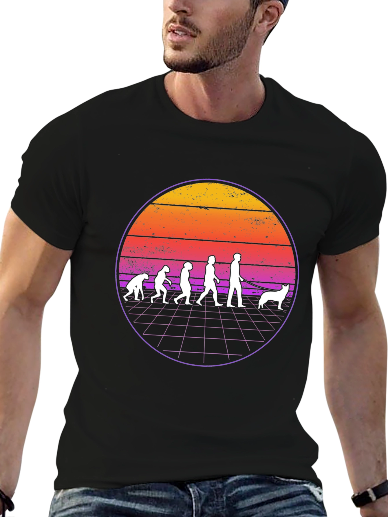 Black Evolution to Dog Walker Black Graphic Tee view 6