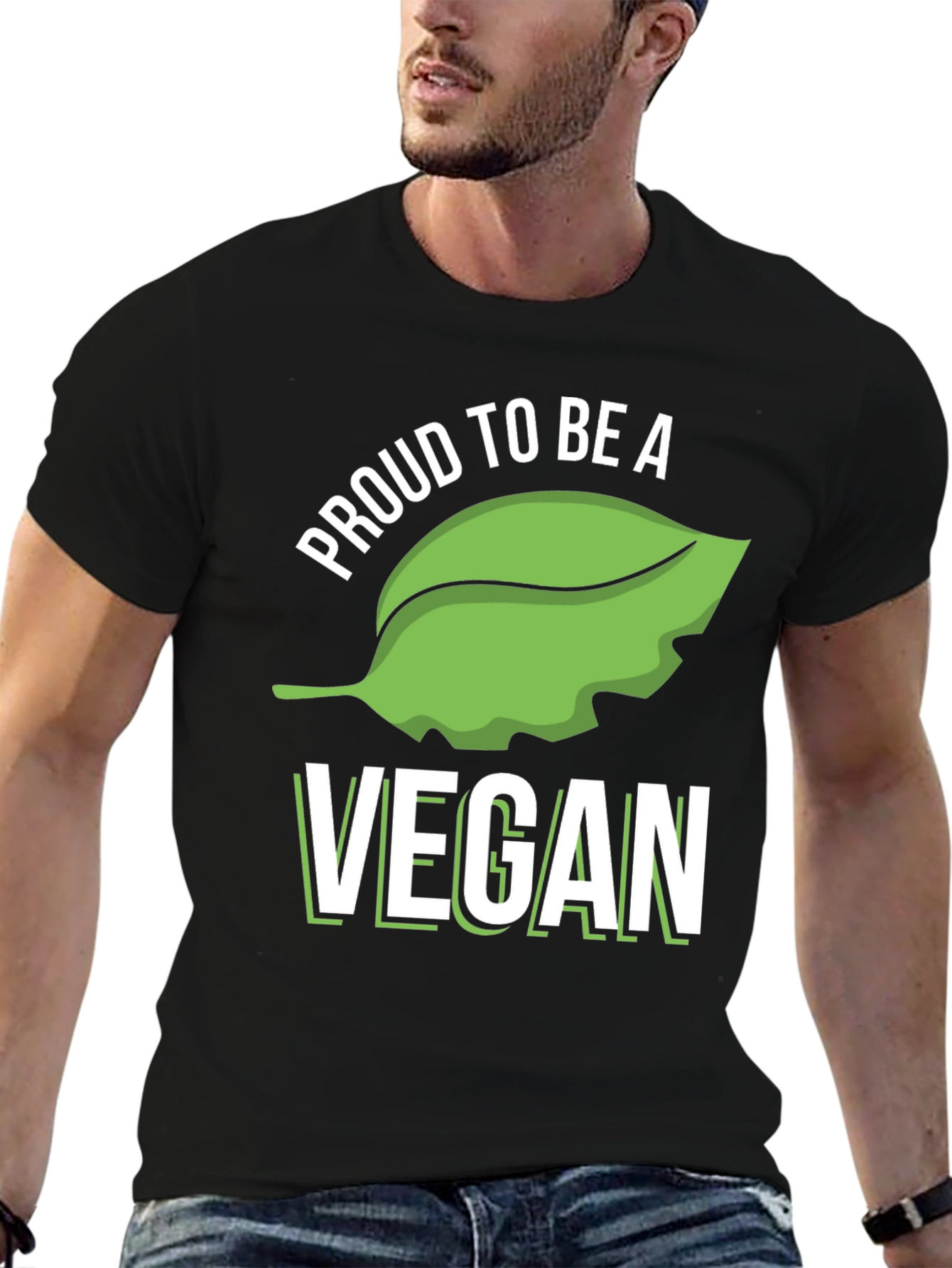Black Proud Vegan T-Shirt - Black Cotton Blend view 6