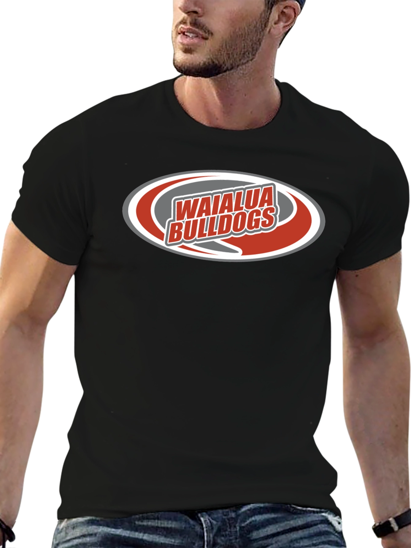 Black Waialua Bulldogs Black T-Shirt view 6