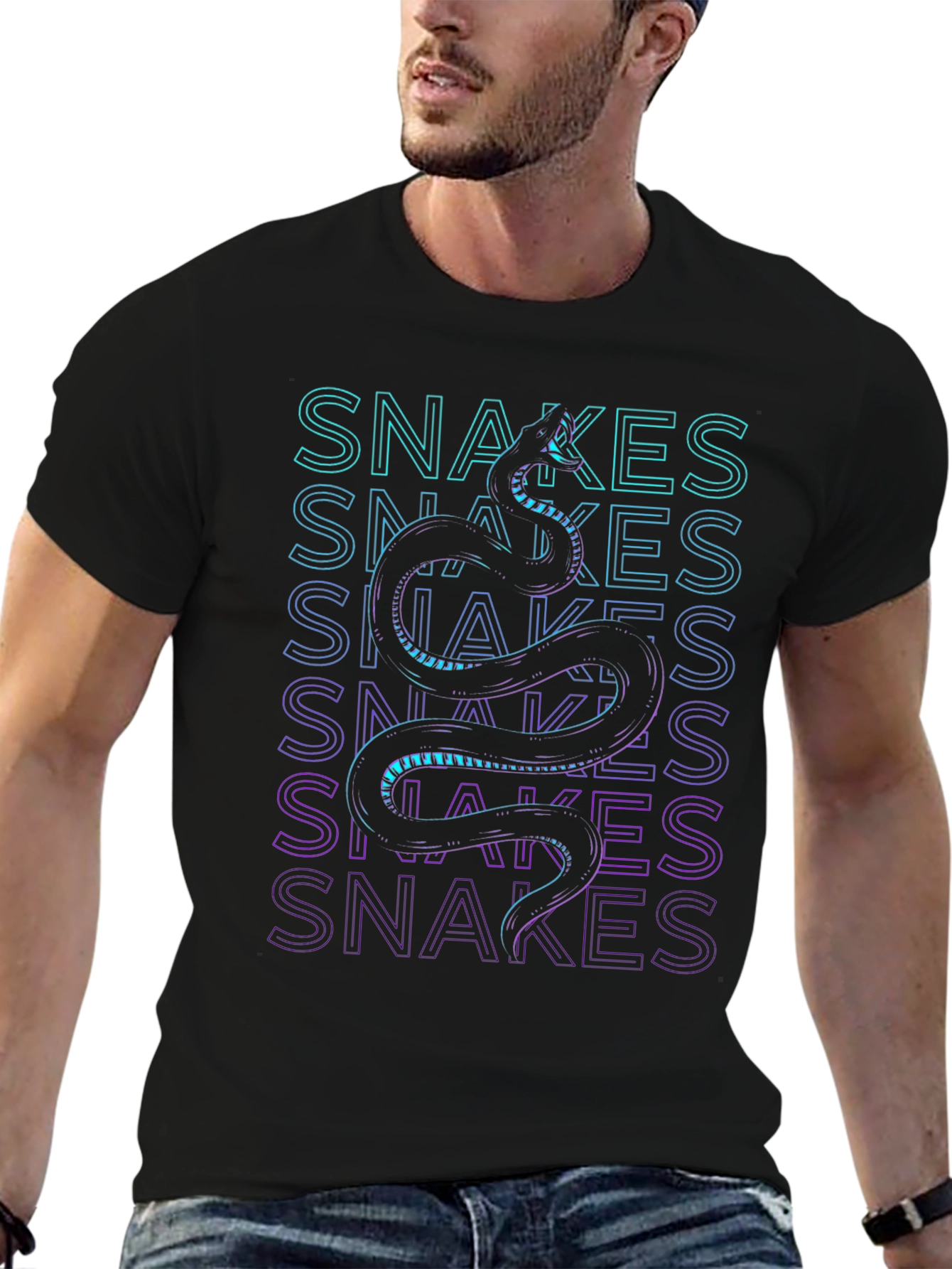 Black Snakes Graphic T-Shirt - Cool Reptile Design view 6