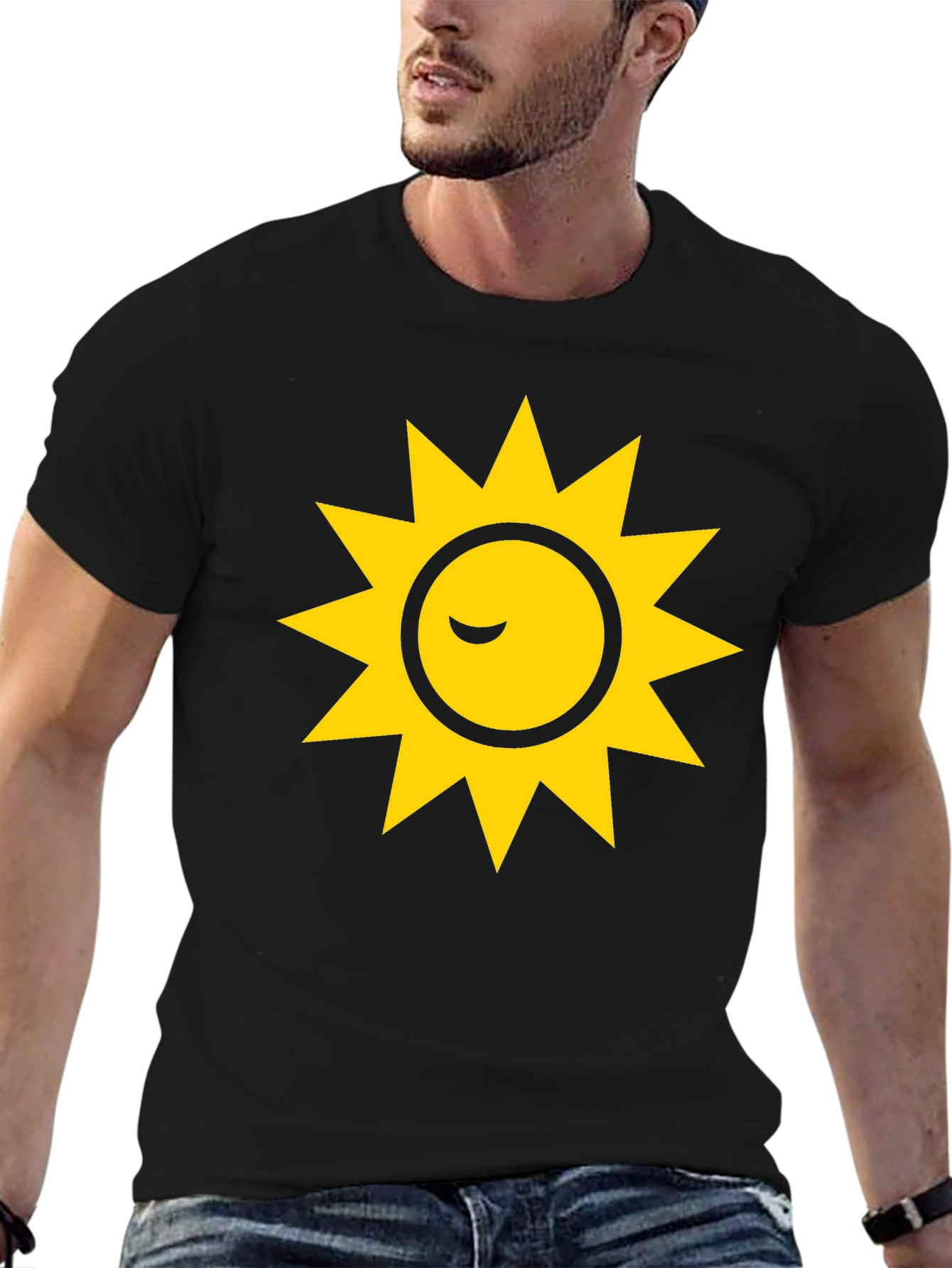 Black Sleepy Sun Graphic Black T-Shirt view 6