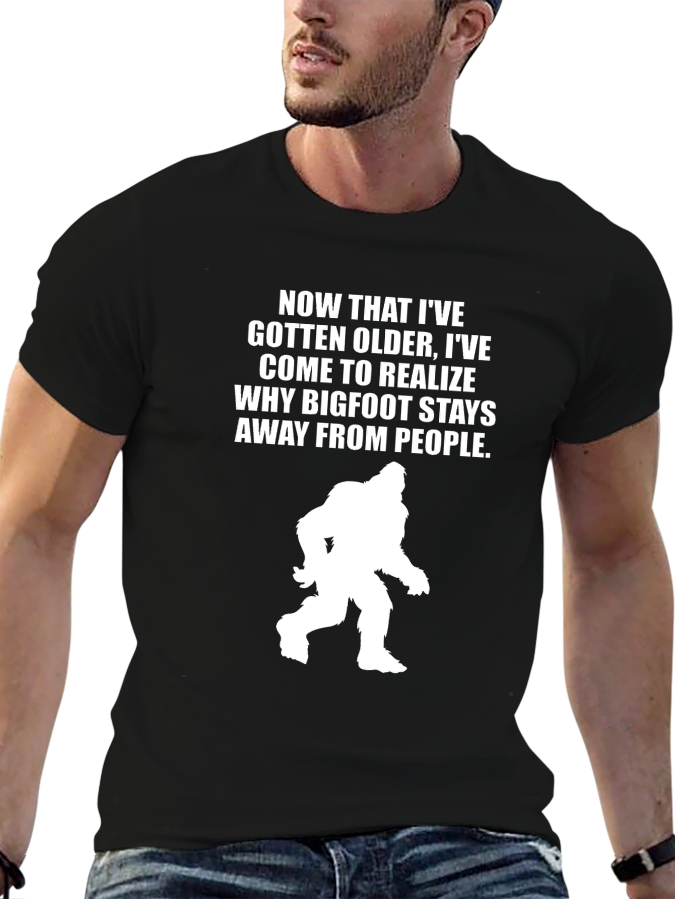 Black Bigfoot Humor Graphic Tee - Now That I've Gotten Older view 6